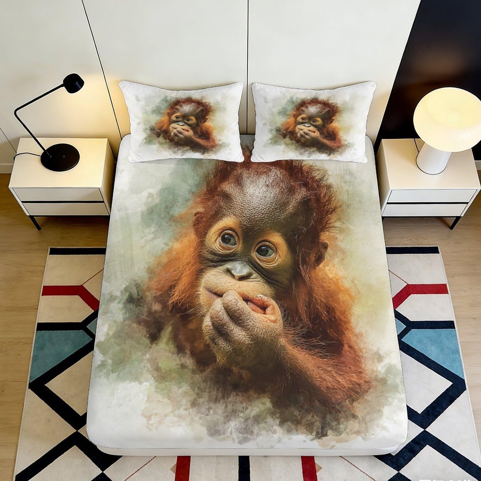 3D Printed Basketball Theme Fitted Sheet Microfiber Deep Pocket Non-Slip Mattress Fitted Cover Elastic Hem for Bedroom 160x200x25cm
