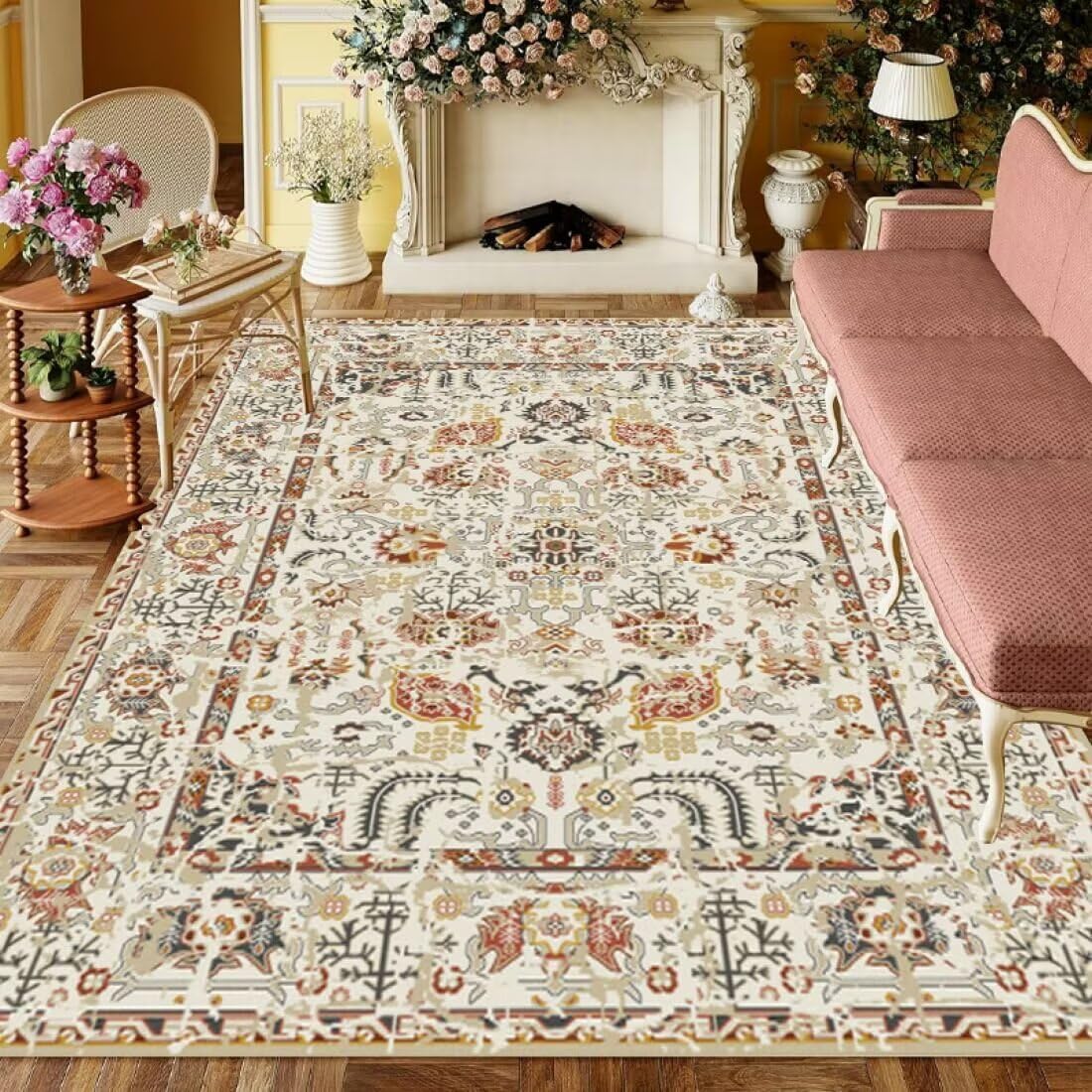 Tapis de sol salon rouge 120x160 decoration table confortable