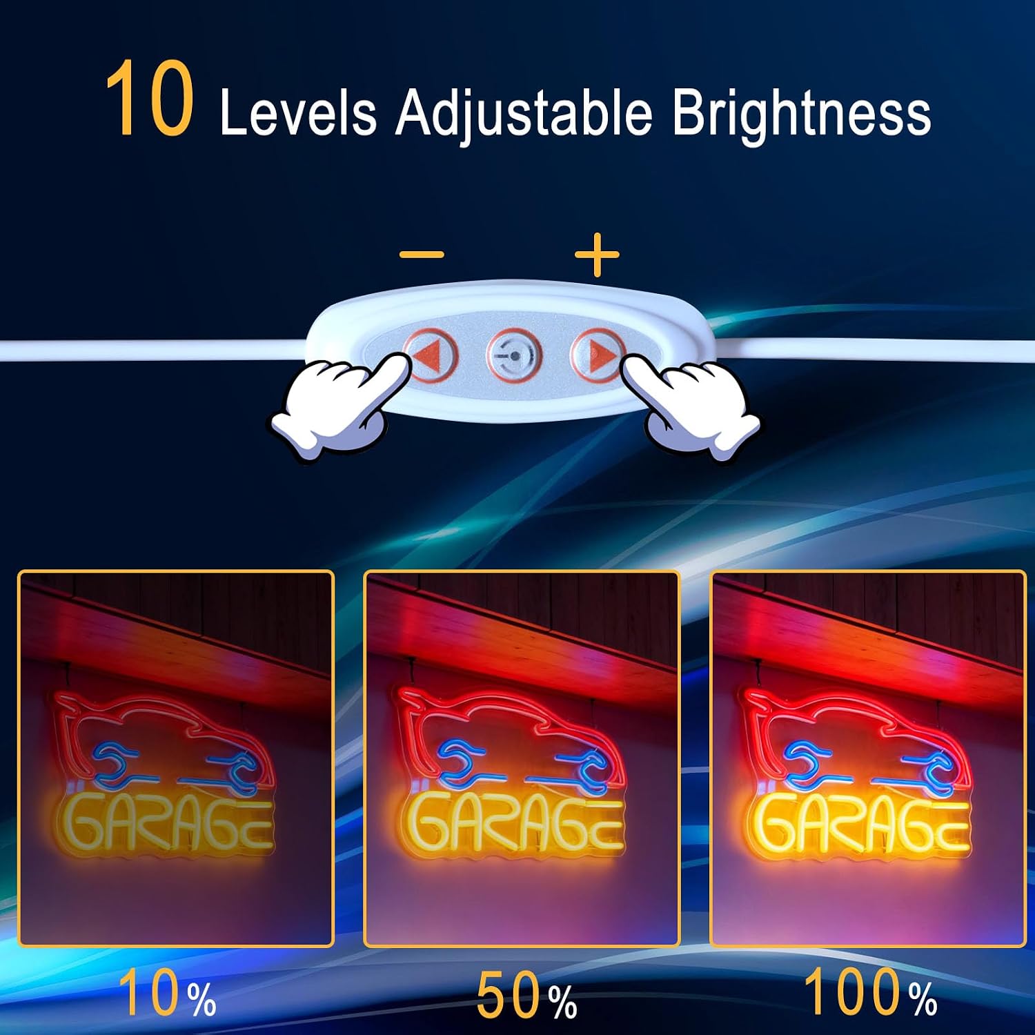 Garage LED Neon Sign, Garage Workshop Light Up Signage, USB Powered Dimmable Decorative Neon Light for Home Automotive Space Man Cave Wall Table Decor