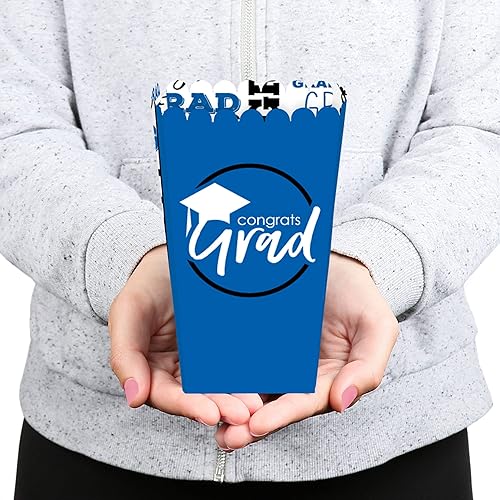 Miniatura 4 de Big Dot of Happiness Cajas azules de palomitas de maíz para fiesta de graduación, juego de 12