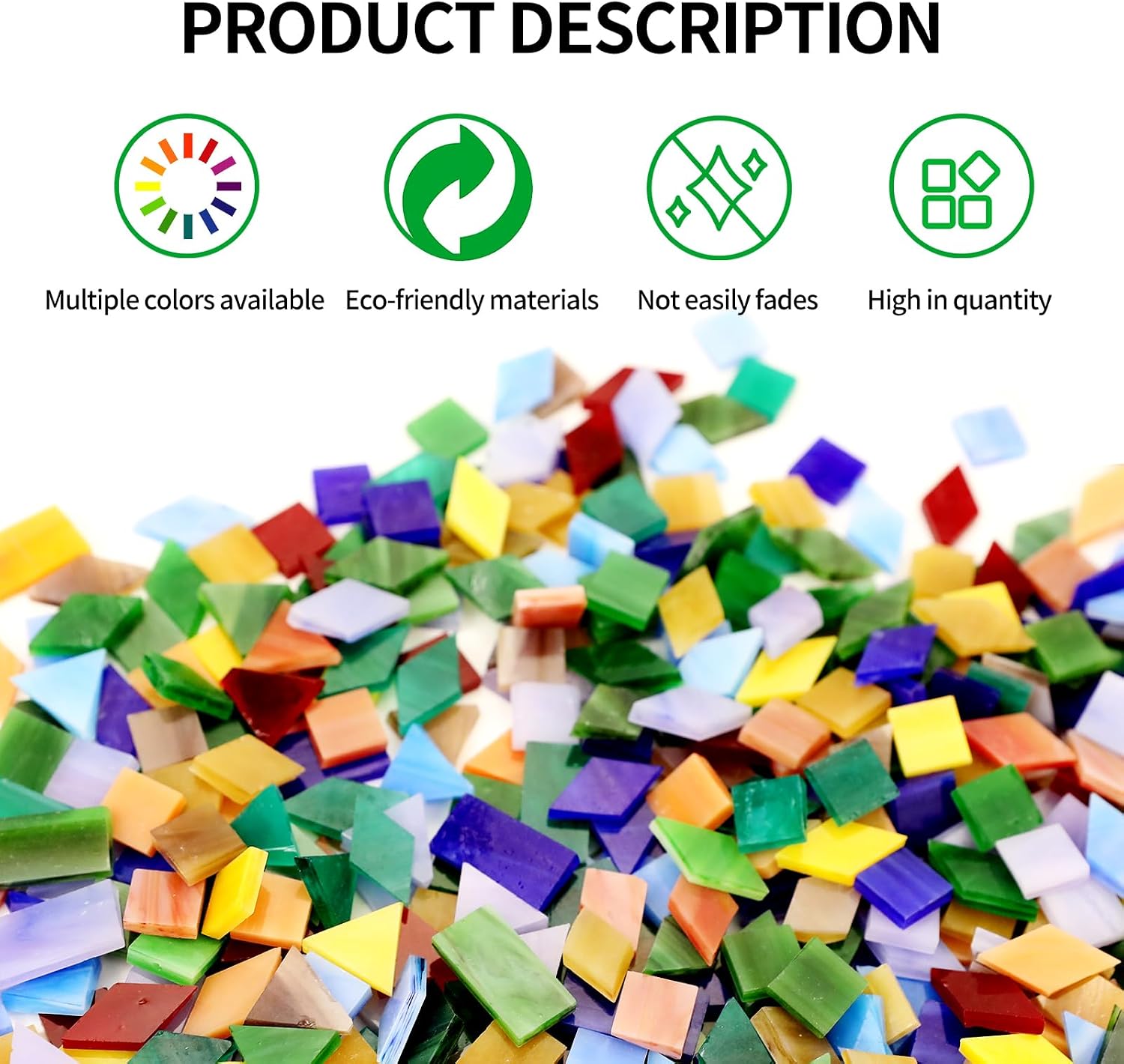 VARIART Mosaic Tiles 1600 Pcs/2Pounds,Stained Mosaic Glass Pieces，Glass Mosaic Tiles for Crafts，Home Decoration and DIY Enthusiasts. (Mix Rainbow-Small)