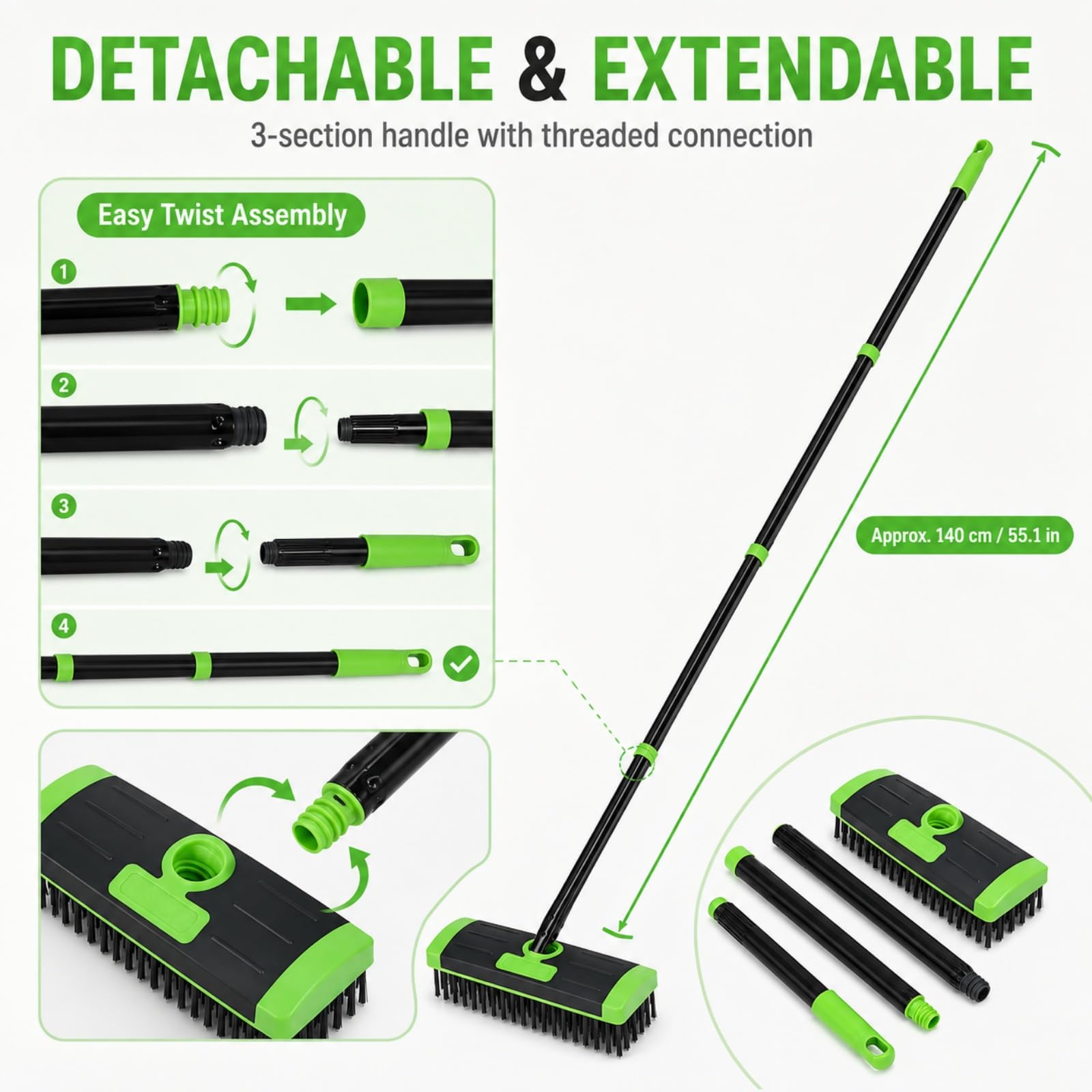 Ensemble de brosses à Mauvaises Herbes polyvalentes 3 en 1 avec Long Manche, B