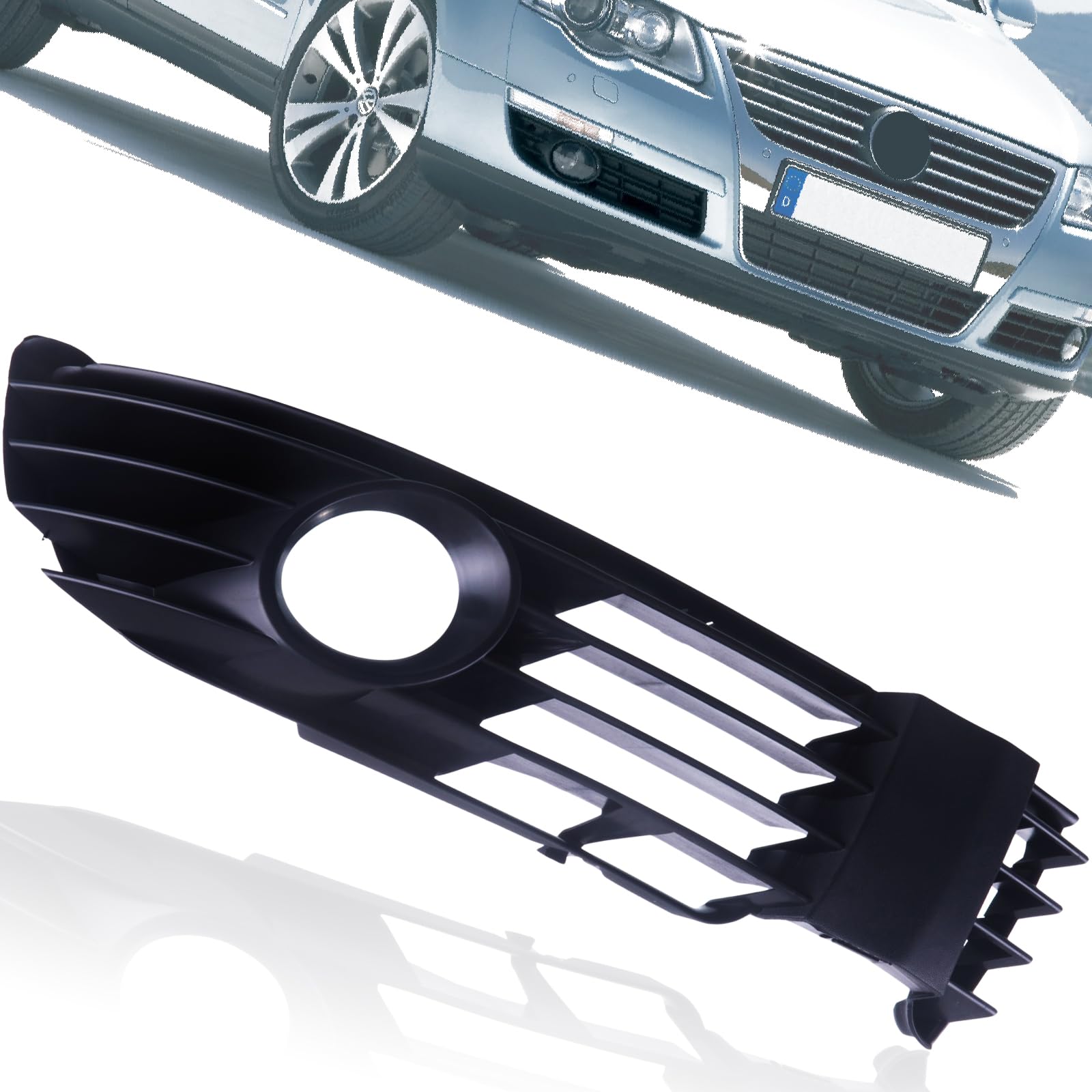 CarPartsDepot Front Right Passenger Side Fog Lamp Cover Black Insert Compatible for 2001-2005 Volkswagen Passat Fits 3B0853666LB41 VW1039105