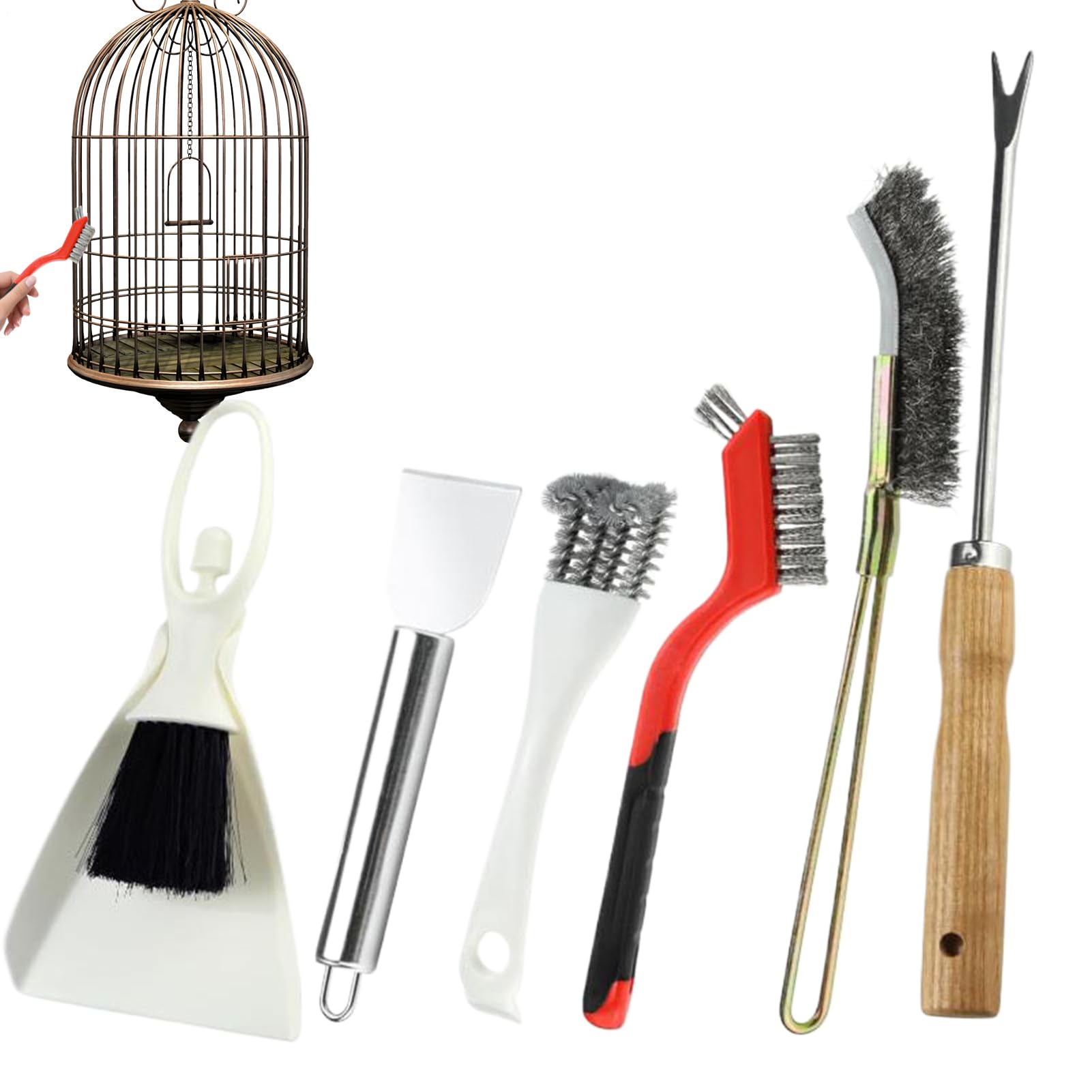 Accessori Per La Pulizia Delle Gabbie Per Uccelli - Raschietto Per Pulire Escrementi Di Uccelli | Kit Completo Accessori Spazzola Per Animali Per Voliera Conuro Uccellino Vasca Uccelli