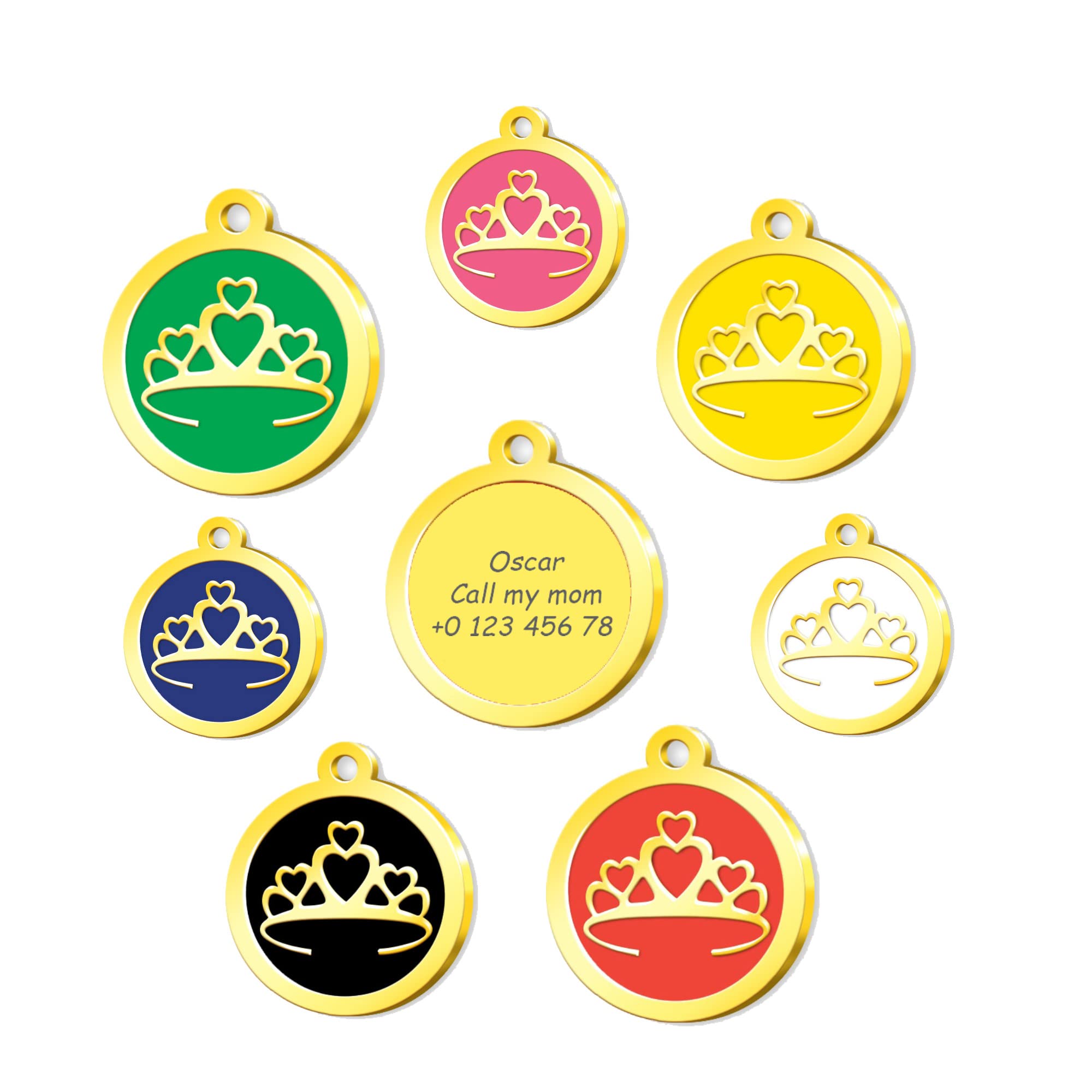 Crown Dog id Tag - 24K Gold Plated Pet Tags - Gold Plated Dog Tag - Personalized Pet Tag - Customized Dog Cat Tag - ID Tag for Dog - Custom Dog Name Tag - TS4 (Green)