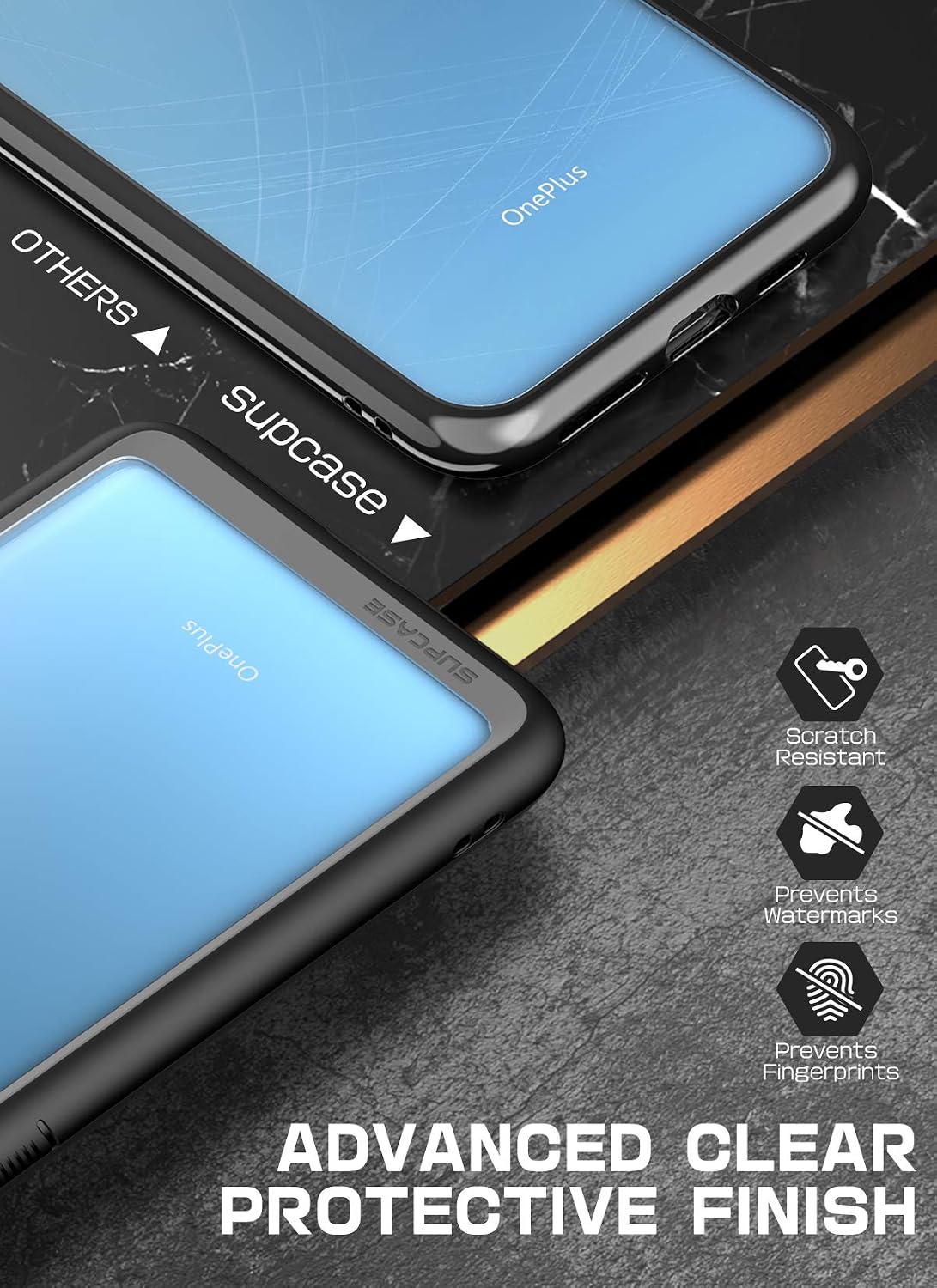 SUPCASE Unicorn Beetle Style Slim Clear Case for OnePlus 7T - Black