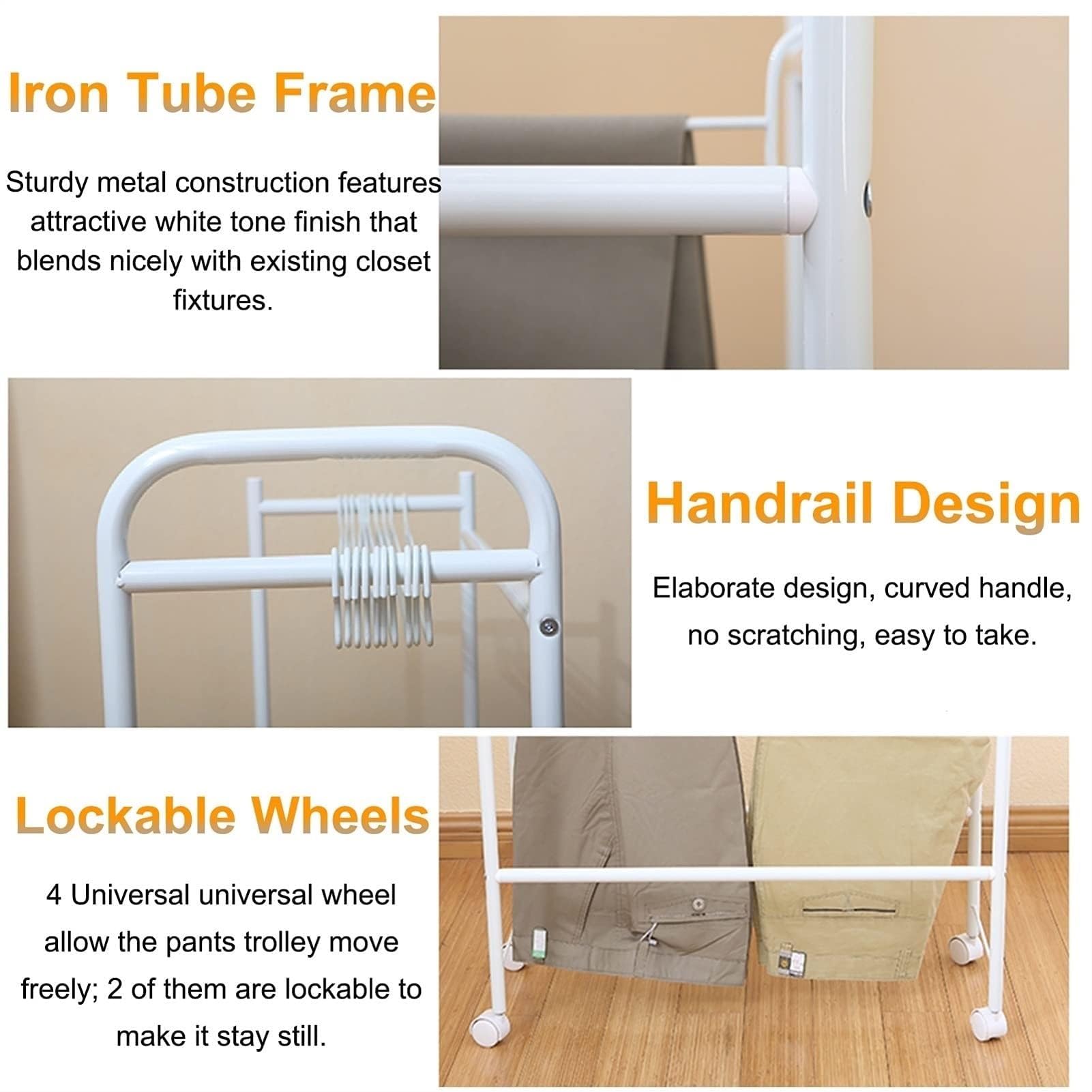 Genérico Perchero extraíble para Pantalones, Extensible, con cajón y Ruedas giratorias, Ideal para guardarropas pequeños, Ideal para Jeans, Pantalones y Faldas. Perchero versátil para guardarropas.