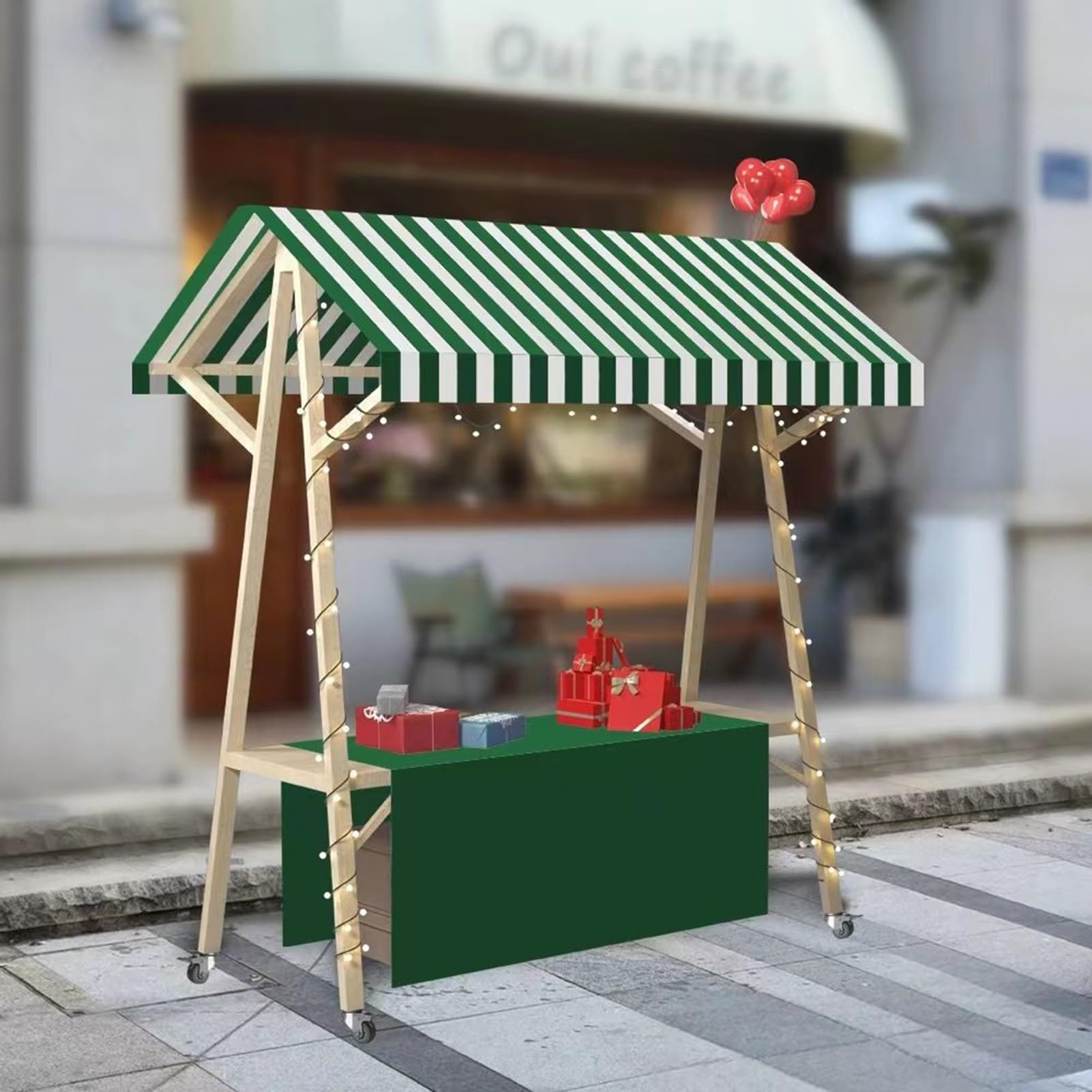 Chariot de vente pliable d'extérieur portable avec roues et étagères pour stand mobile