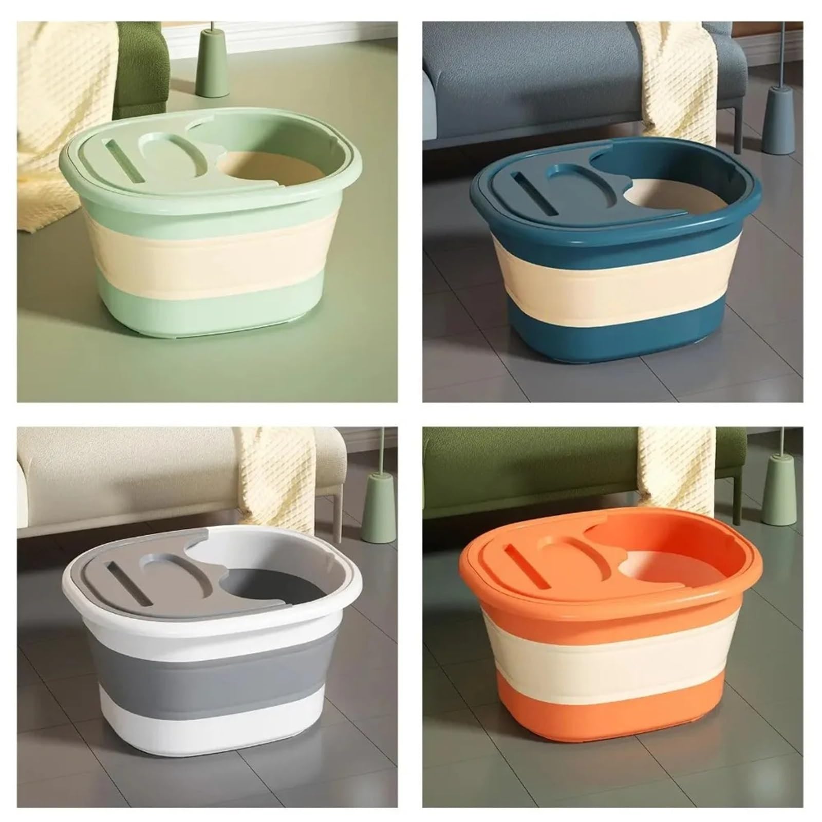 Baño De Pies Plegable 2 uds cubo plegable for remojo de pies, for baño , for for masaje , lavabo(Orange)