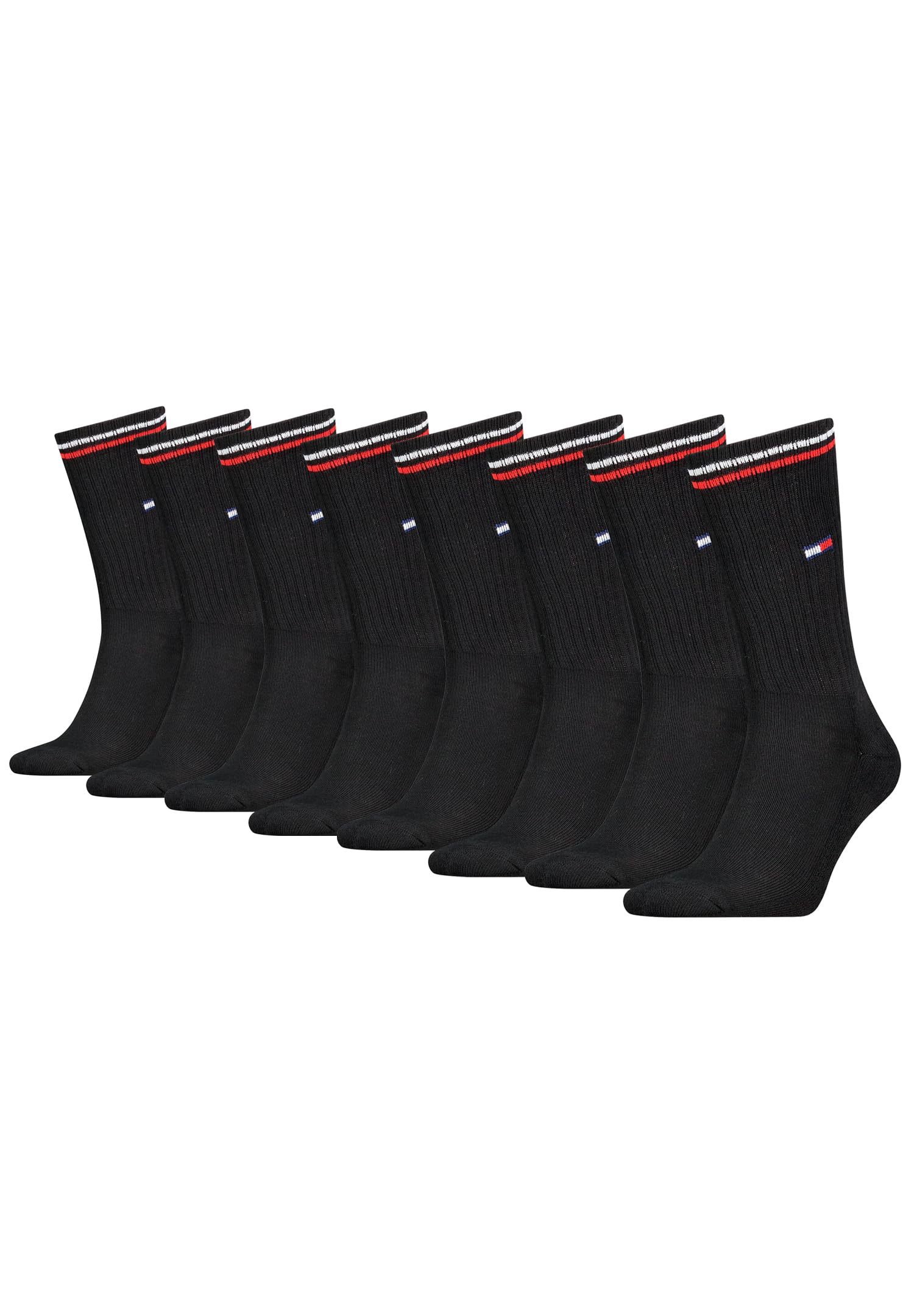 Tommy Hilfiger Lifestyle Crew Socken/lange Tennissocken für Damen & Herren 8-er Pack, Farbe:Schwarz, Socken & Strümpfe:39-42