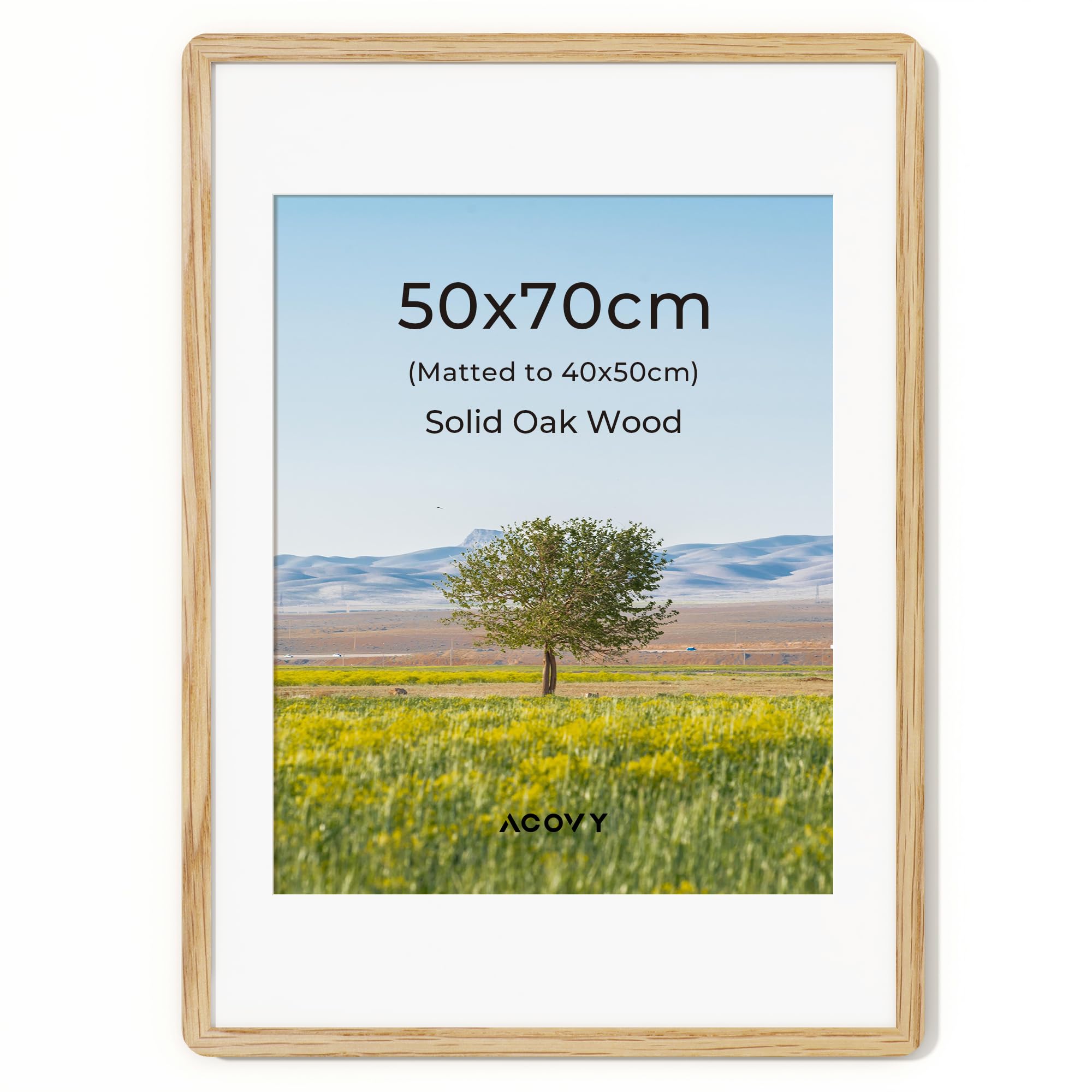 50x70cm Frame,Solid Oak Wood 50x70 Poster Frame with Tempered Glass
