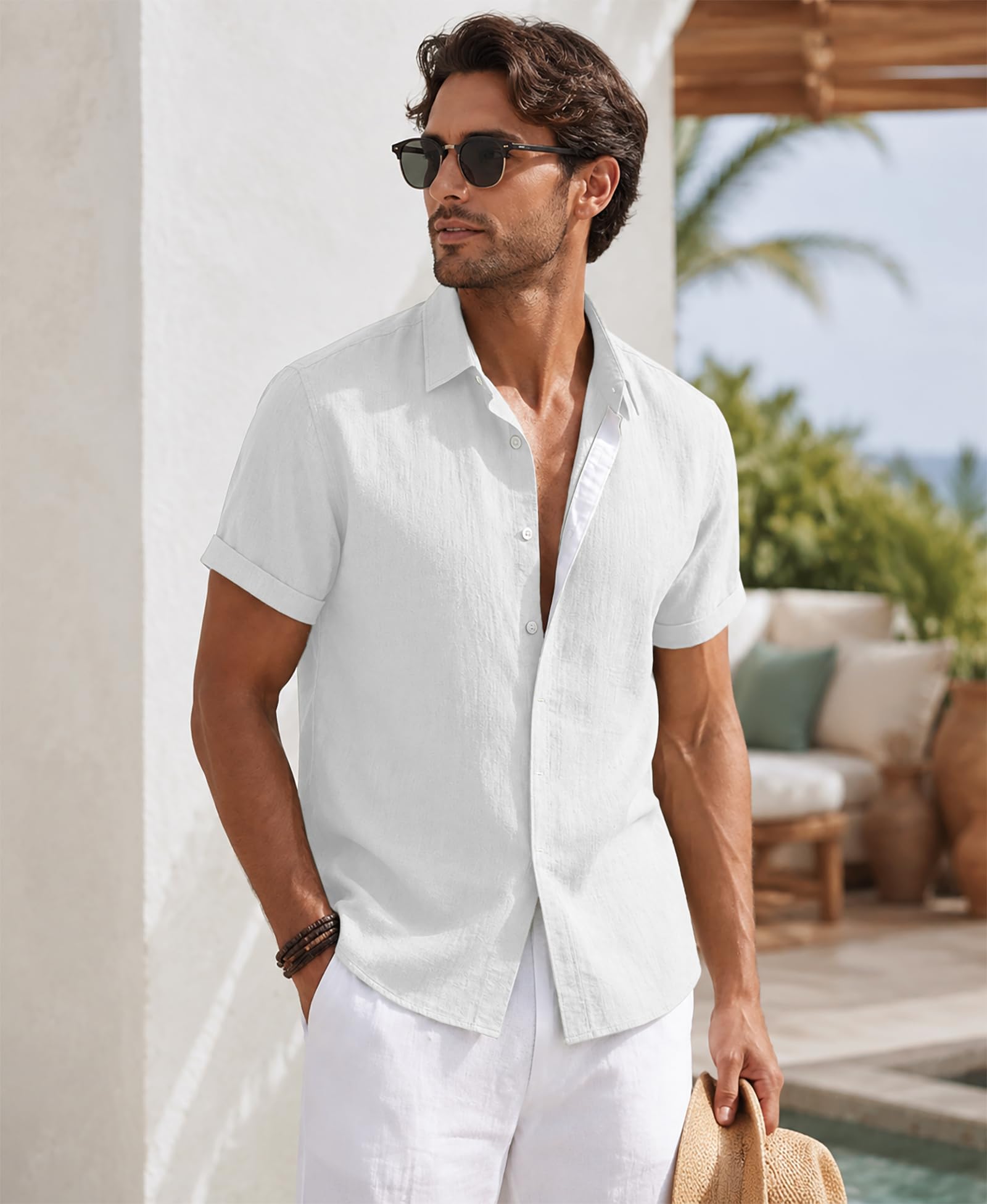 Husmeu Chemise Homme Manches Courtes Chemise Boutonnée Homme Décontracté pour L'été Taille Normale