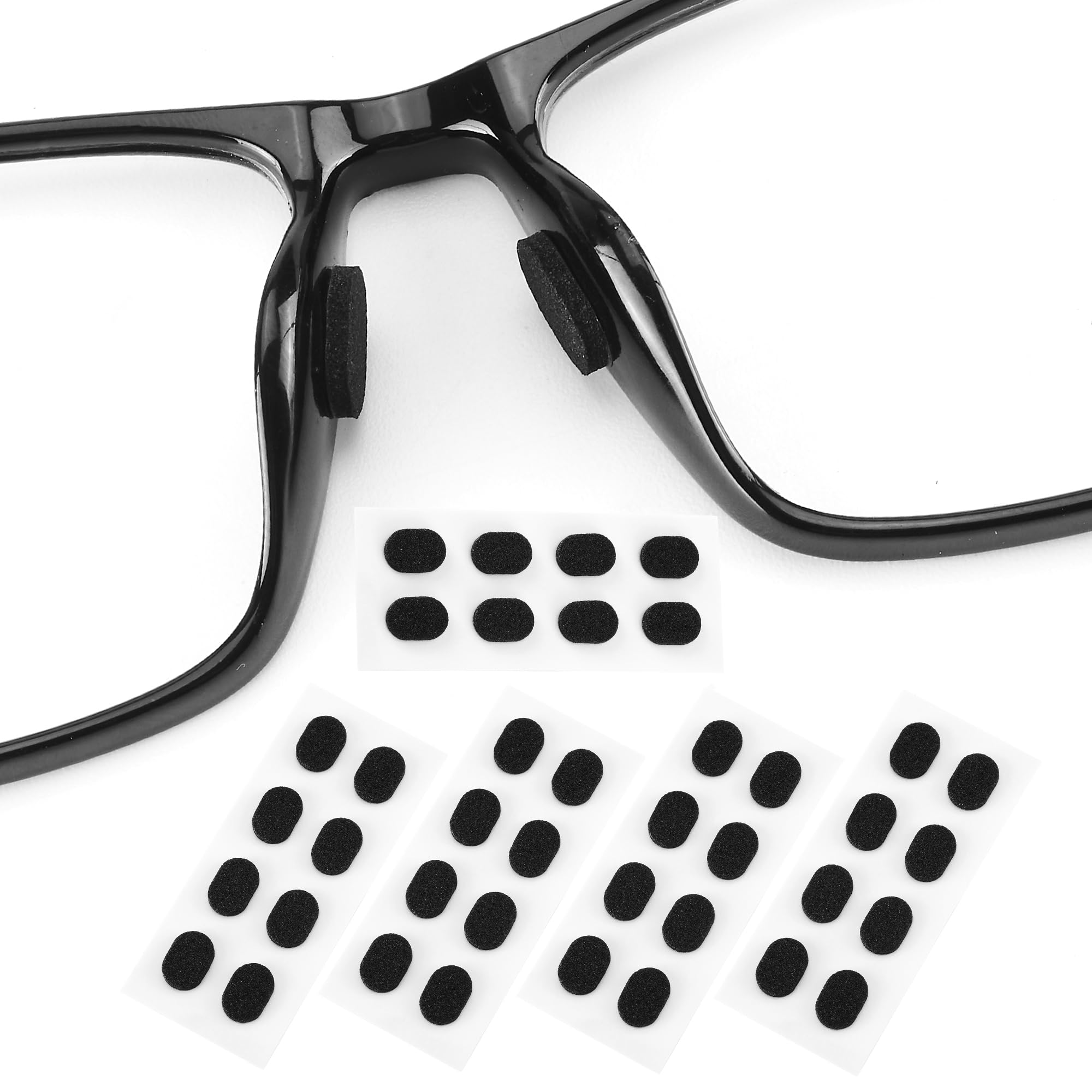 Photo 1 of 20 Pairs Eyeglass Nose Pads, Soft Foam Nose Pads, Self-Adhesive Anti-Slip Soft Foam Glasses Nose Pads Mini Ellipse for Eyewear Glasses Sunglasses (Black/1.5mm)