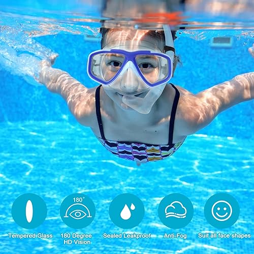 Miniatura 2 de KUYOU Youth Snorkel Set for Ages 7-16 - Anti-Fog Mask, Full Dry Top Snorkel, Adjustable Fins - Premium Quality, Comfortable and Durable Set for Teen