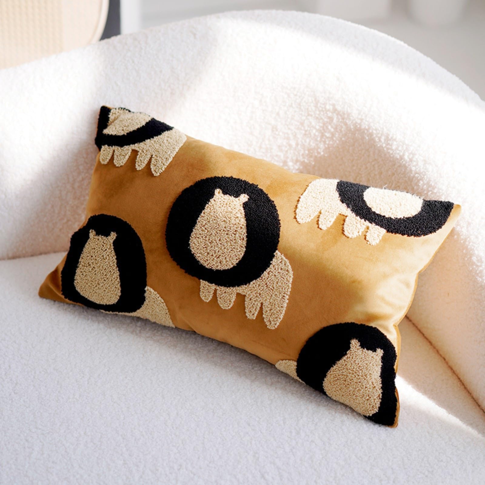 Taie d'oreiller motif chien marron pour décoration de canapé de salon cosy