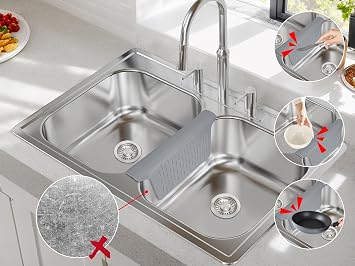 Sink Saddle, Divider Mat, Kitchen Sink Mat, Silicone Protector, No Smell, Never Stain, Ultra Soft, 12.83'' x 11.1''