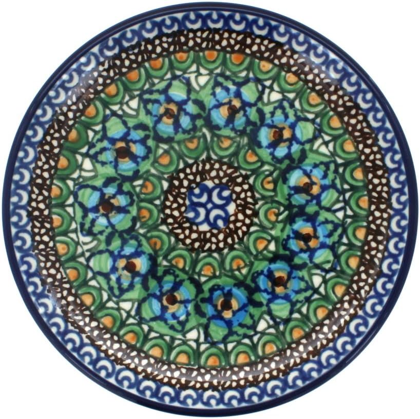 Blue Rose Polish Pottery - Red Hummingbird Saucer - 6.25" Diameter - Perfect for Espresso, Cappuccino or Snacks