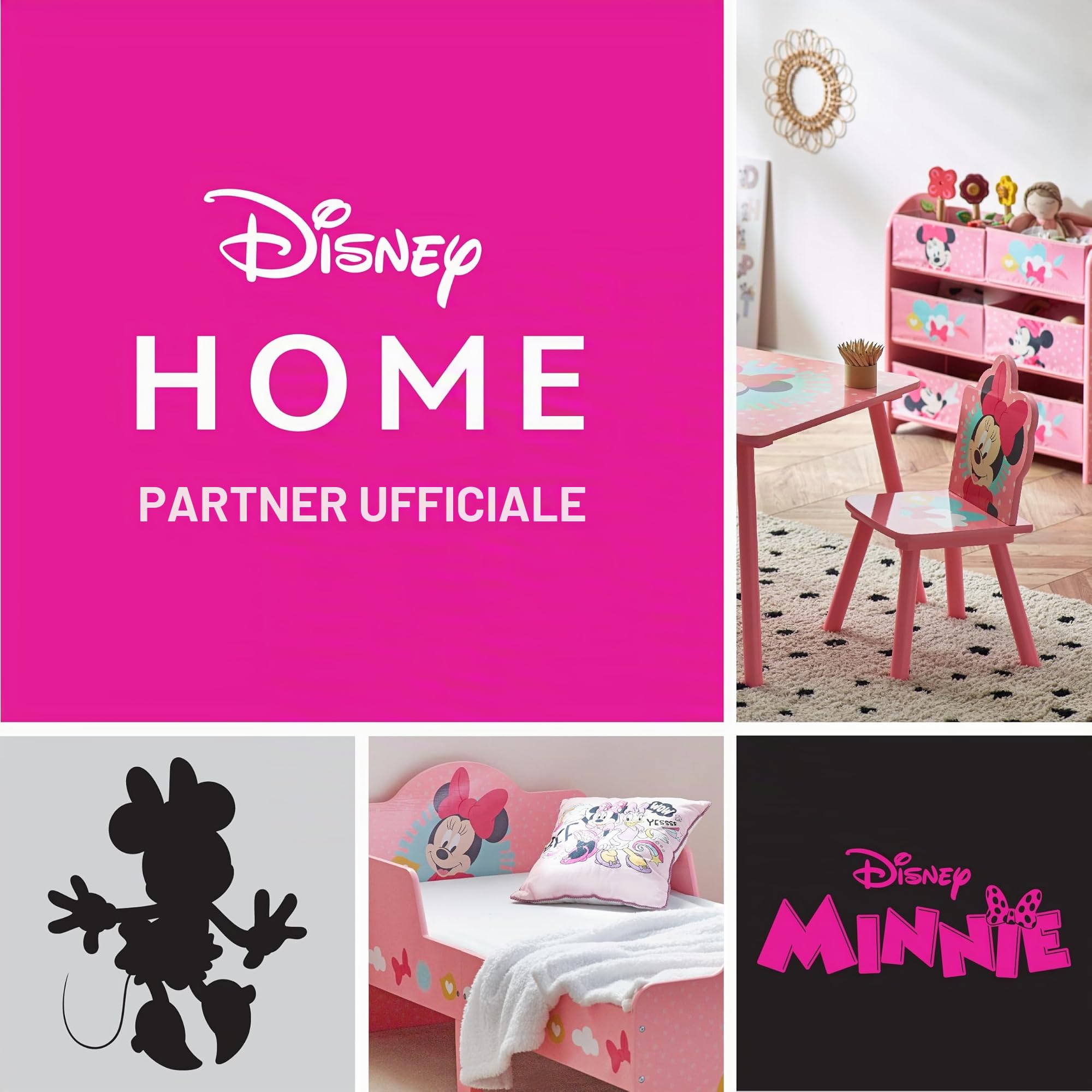 Disney Set Tavolo con 2 Sedie Minnie in Legno