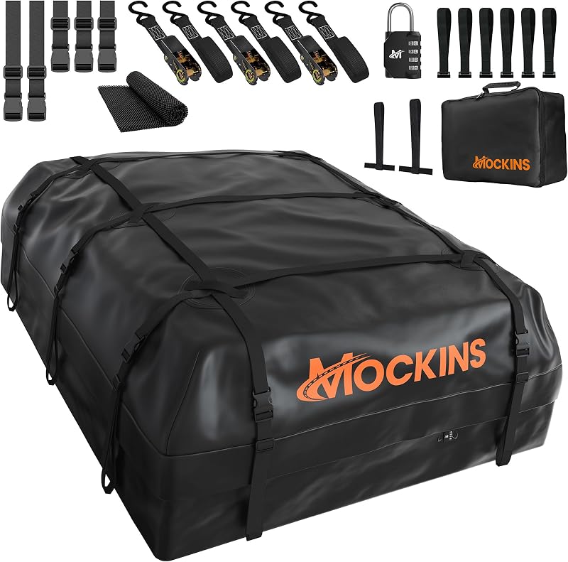 40 CuFt XXL Soft-Shell Car Roof Bag 72"x48"x20" with Accessories | Waterproof Rooftop Cargo Carrier for Top of Vehicle | Car Top Carrier Without Roof Rack for Car, Truck, SUV, Van & RV