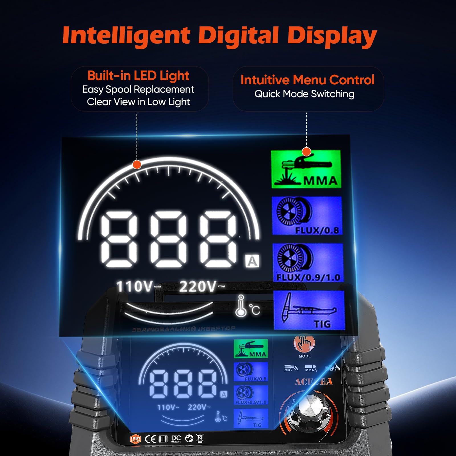 Saldatrice a Filo Continuo Senza Gas 120A 220V 3 in 1 FLUX Lift-TIG MMA/ARC Inverter IGBT Compatta