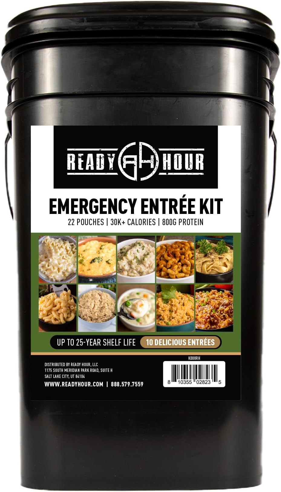 Ready Hour 120 Serving Entree Bucket-Freeze Dried Emergency Food Supply-Survival Meals with Long Shelf Life-Prepper Essentials for Disaster, Camping, Hiking, or Outdoor Use