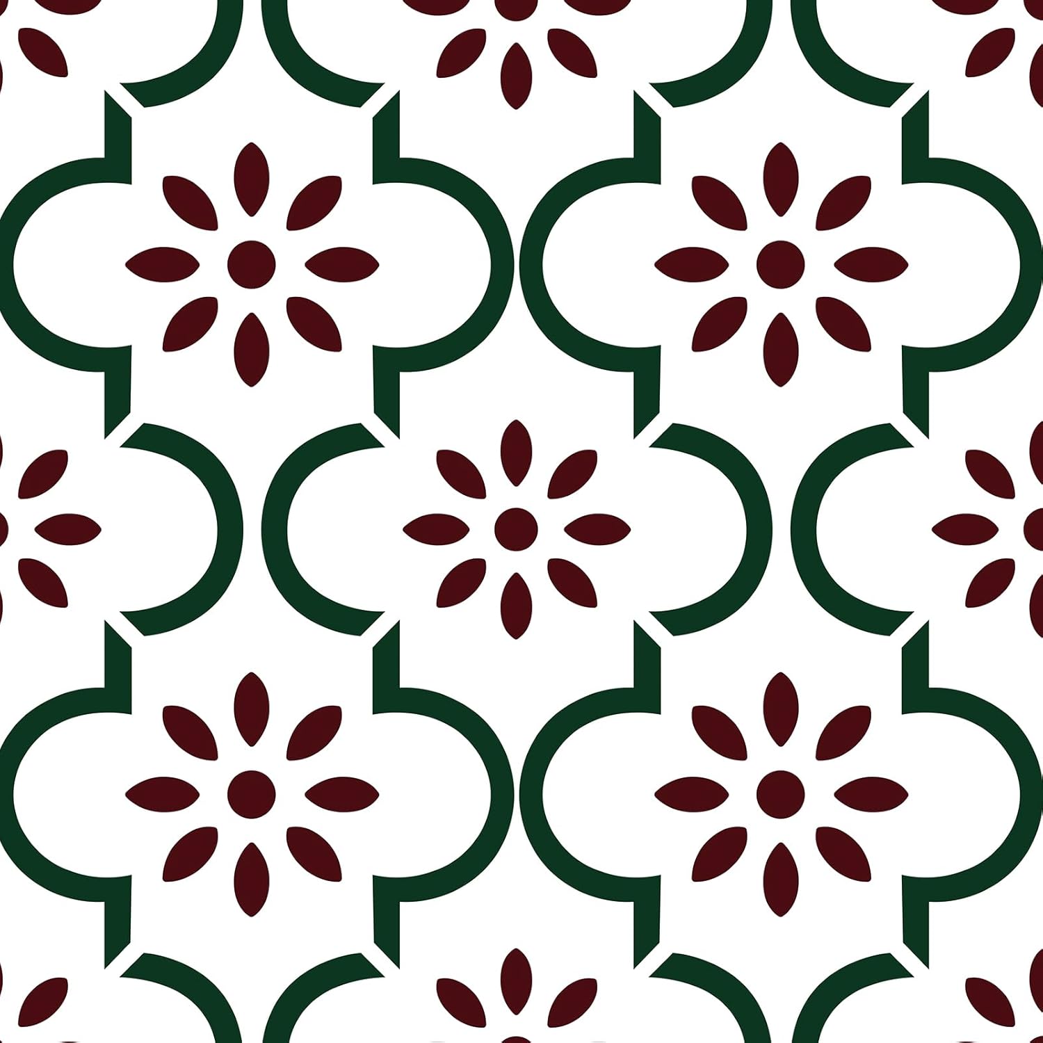 Nukofal Floral Peel and Stick Wallpaper Floral Contact Paper Modern 16.9inchx118.1inch Waterproof Red Green Wallpaper Self Adhesive Removable Contact Paper for Kitchen Bathroom Drawer Decorative