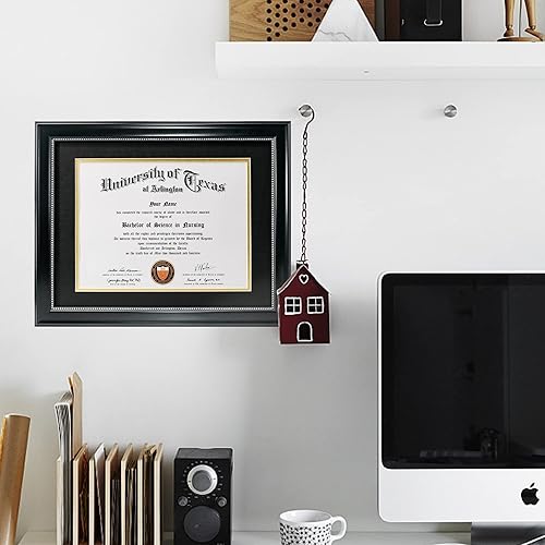 Miniatura 2 de GraduationMall Marco de diploma de 8.5 x 11 pulgadas con paspartú negro sobre dorado o pantalla de documentos de 11 x 14 pulgadas sin paspartú,