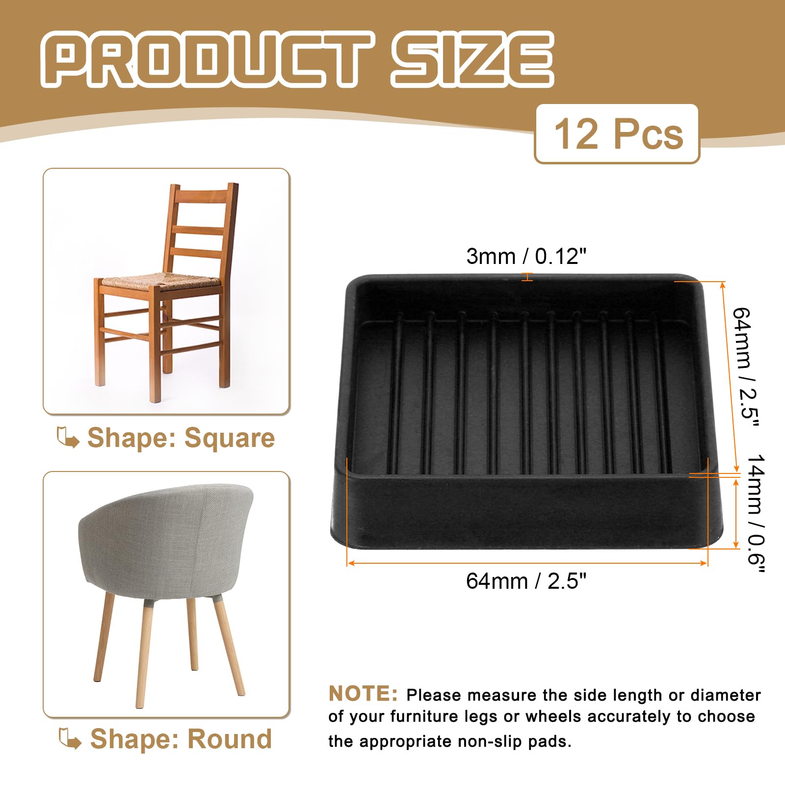 PATIKIL 2.5 Inch Rubber Furniture Pads - Image 2