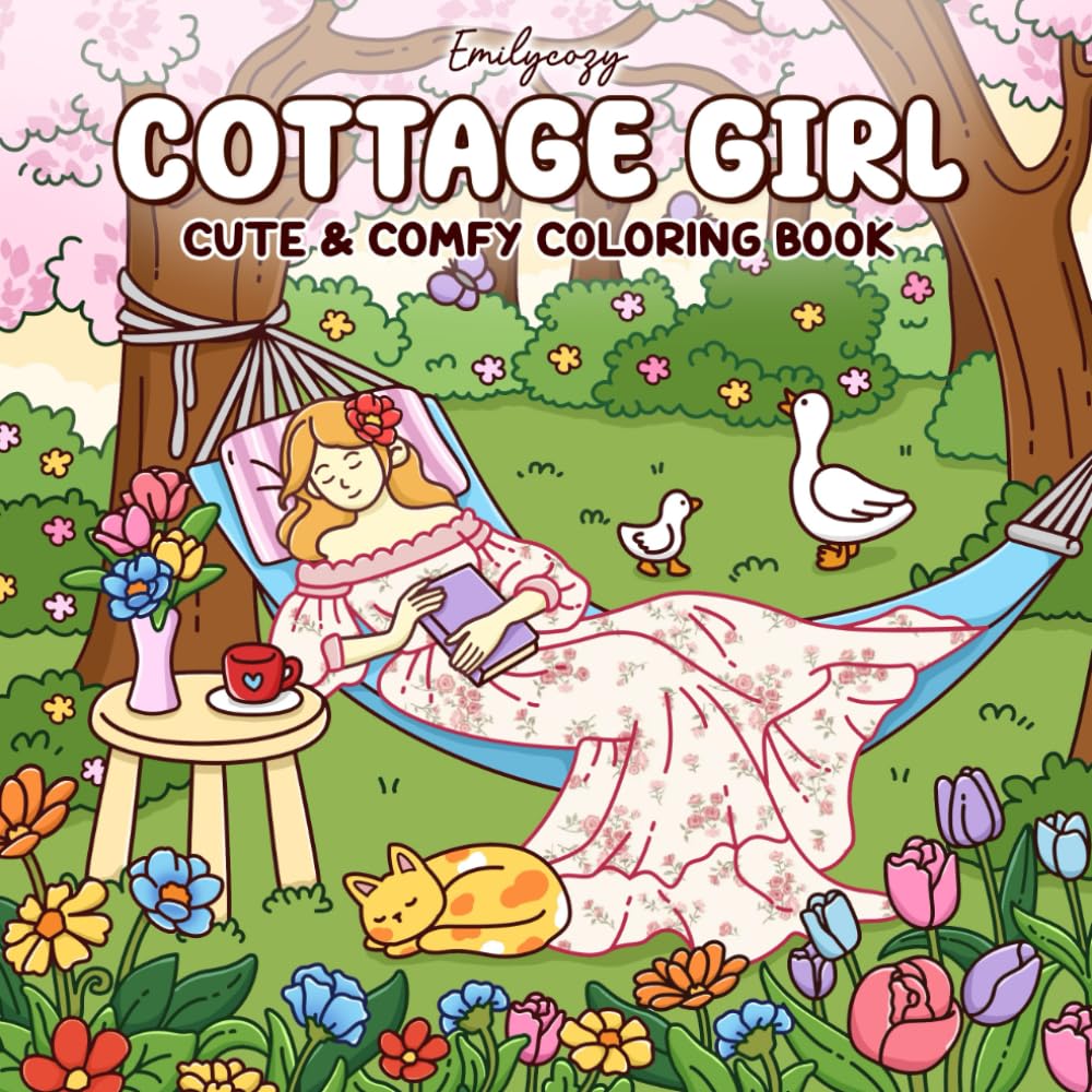 Cottage Girl: Coloring Book for Adults and Teens Featuring Peaceful Scenes for Relaxation (Girl Theme Coloring)