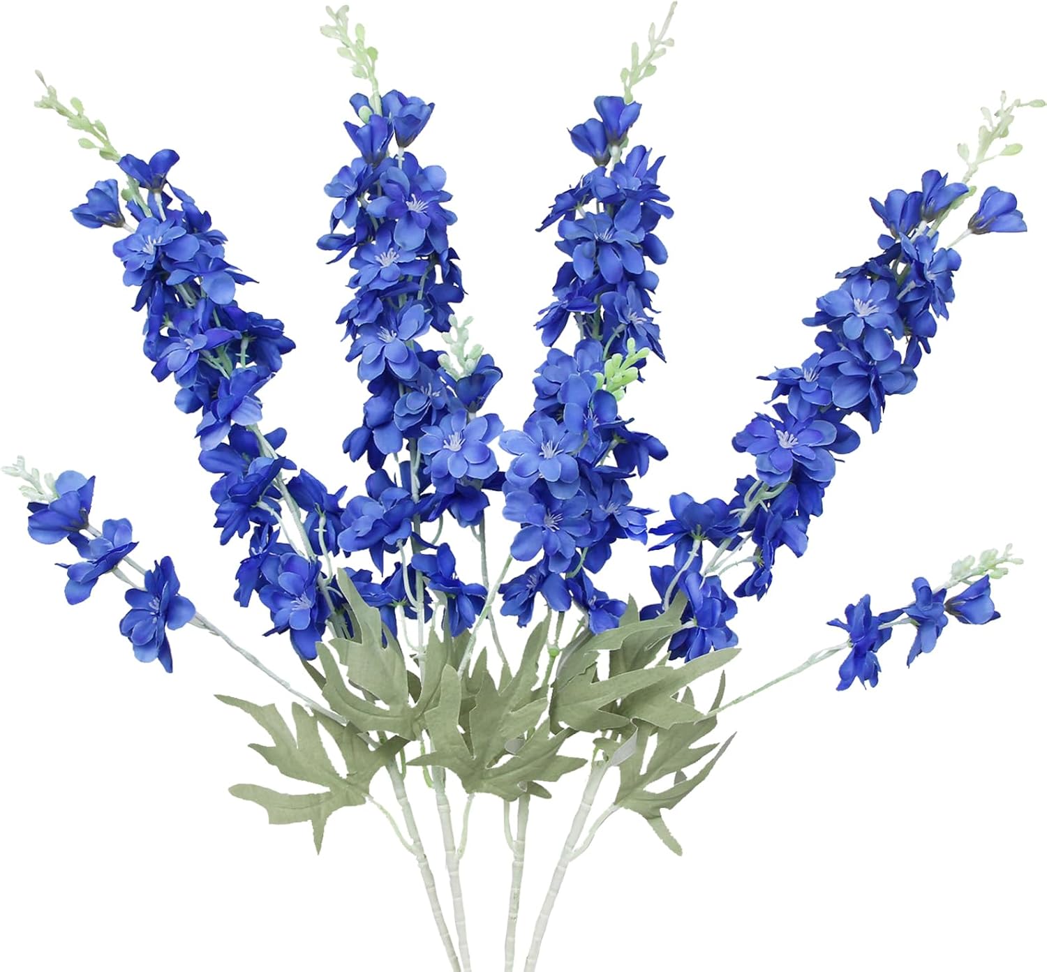 4Pcs Delphinium Artificial Flowers 33.5" Silk Flowers Bulk Larkspur Flower Long Stem Fake Delphinium Plant for Home Decor Tall Vase Autumn Floral Arrangement Centerpiece Bouquet Dark Blue
