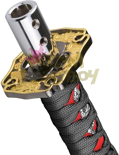 Miniatura 3 de Samurai Sword - Perilla de cambio, color negro, rojo, aleación de adaptadores Katana universales de 5.9 in