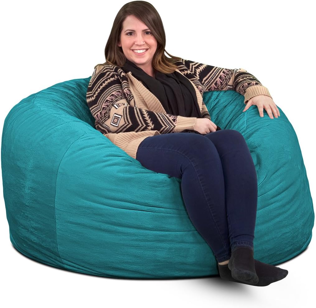 ULTIMATE SACK4000 (4 Ft.) Bean Bag Chair: Giant Foam-Filled Furniture - Machine Washable Covers, Durable Inner Liner, 100% Virgin Foam. Comfy Bean Bag Chair. (Teal, Suede)