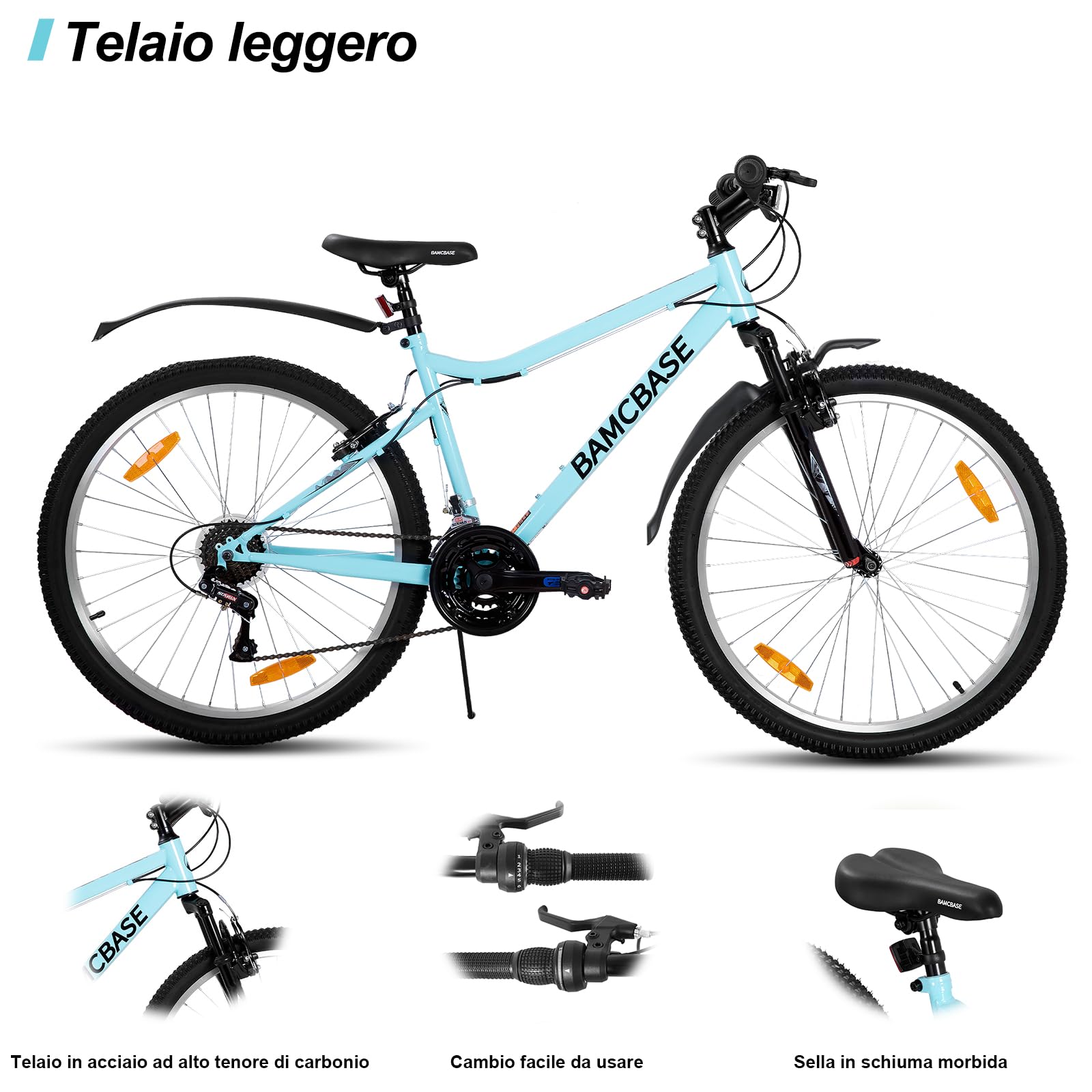 Hiland Mountain Bike Donna 26 Pollici, 18 Marce, Freni V-Brake, Telaio Robusto, Bicicletta MTB da Donna, Verde/Viola/Bianco