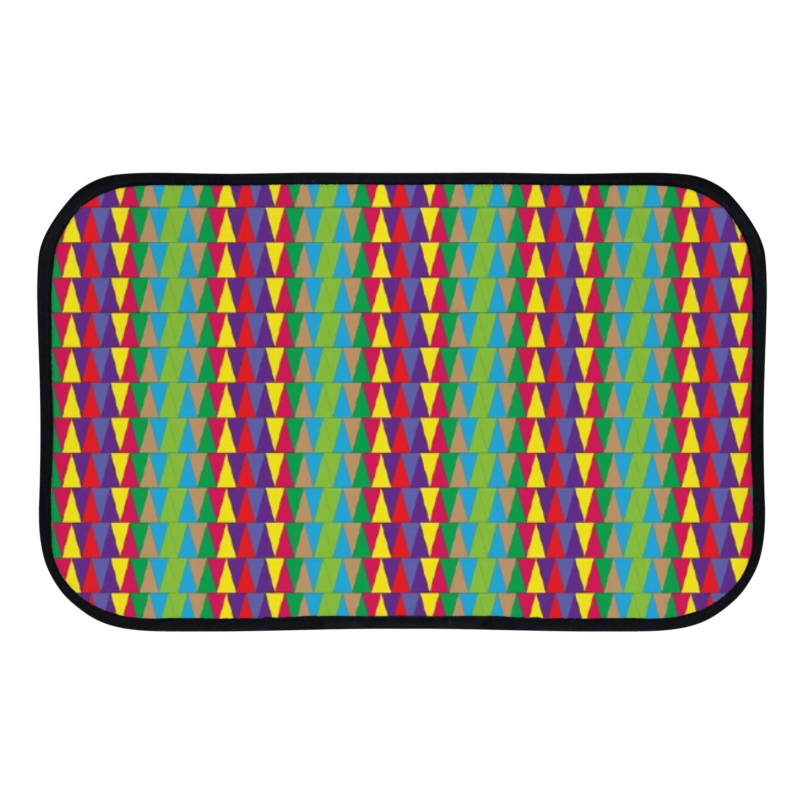 Nuansexi Bathroom Rugs Colorful Triangle Background Red Green Floor Mats Non Slip Bathmat Doormat Tub Mat Coral Velvet Absorbent Entrance Carpet Mats Machine Washable Bedroom Decor