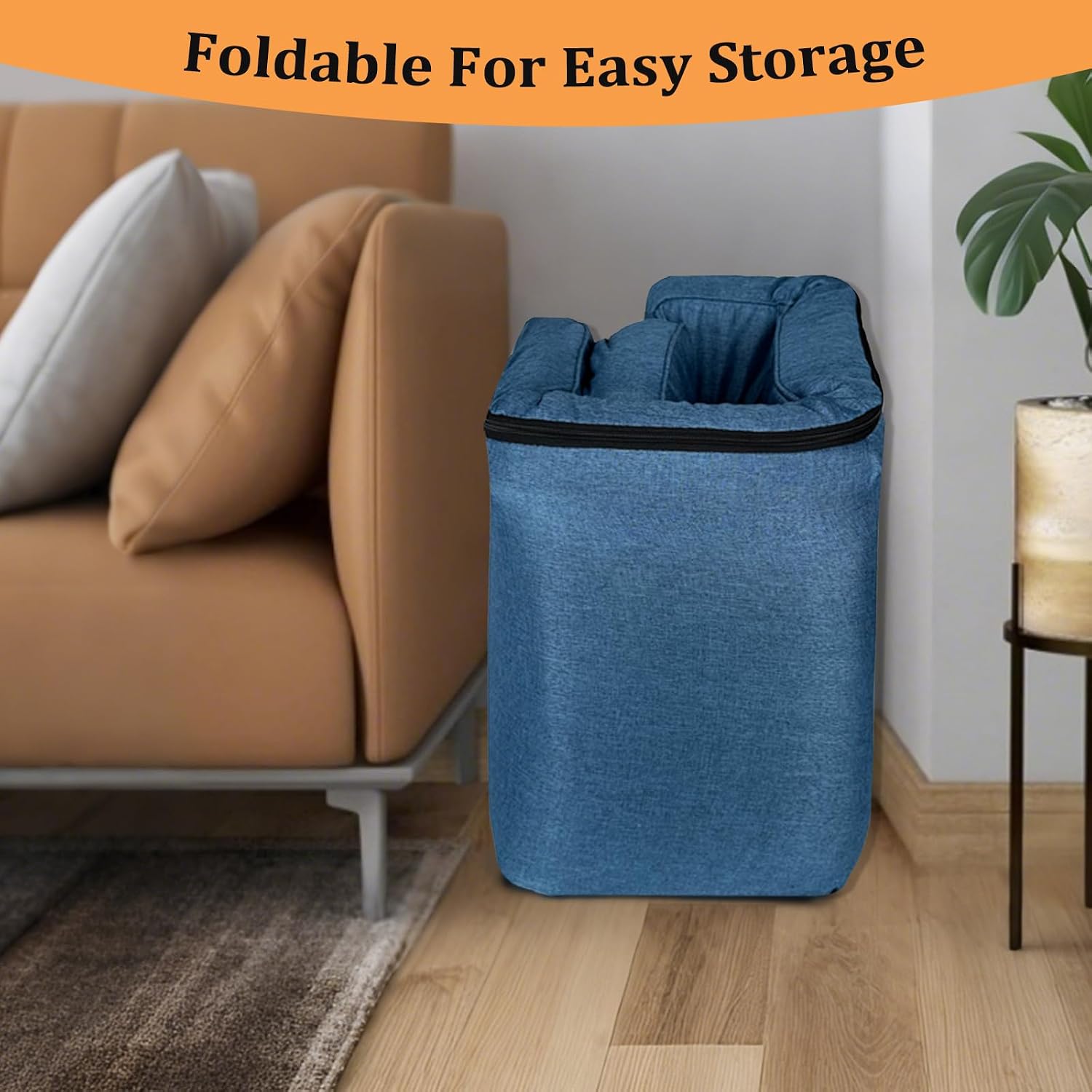ZALL Navy Blue Floor Folding Recliner Chair Adjustable Back Support Home | Comfort Leisure Futon Couch Foldable Lounge