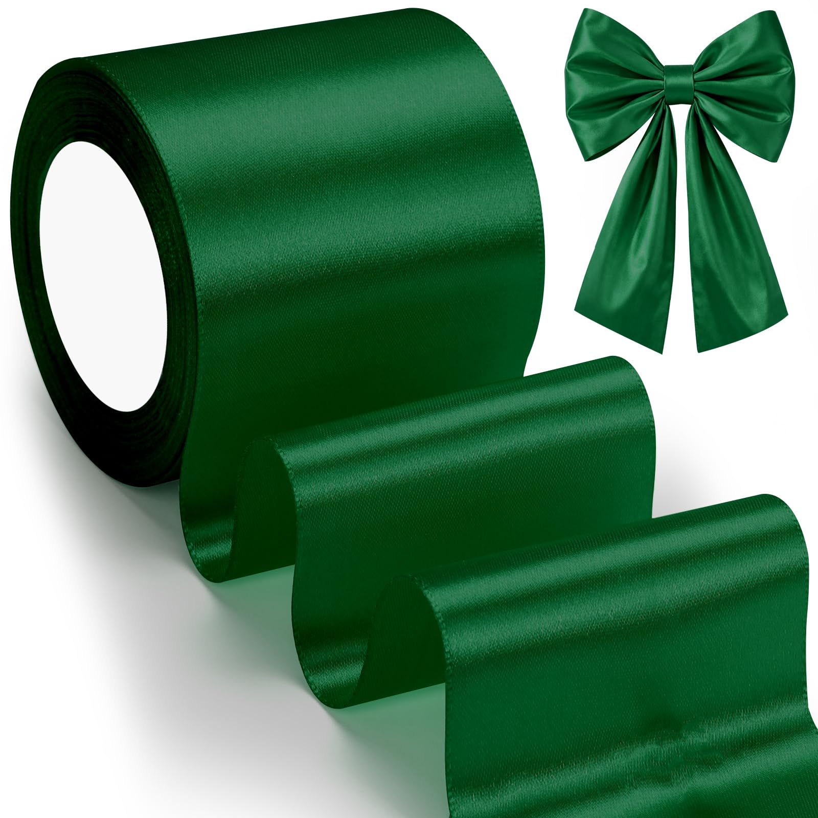 GXFCING Satinband Grün Geschenkband 80mm Breit, 23m Satin Schleifenband | Grün Deko Band für Geschenkverpackung, Hochzeit, Taufe, Geburtstag, Weihnachten, Ostern, St. Patrick’s Day, Basteln