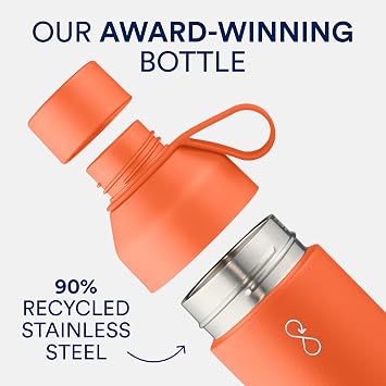 Ocean Bottle - Reusable Water Bottle Made of Recycled Stainless Steel - Environmentally Friendly & Reusable - Sun Orange - 500 ml