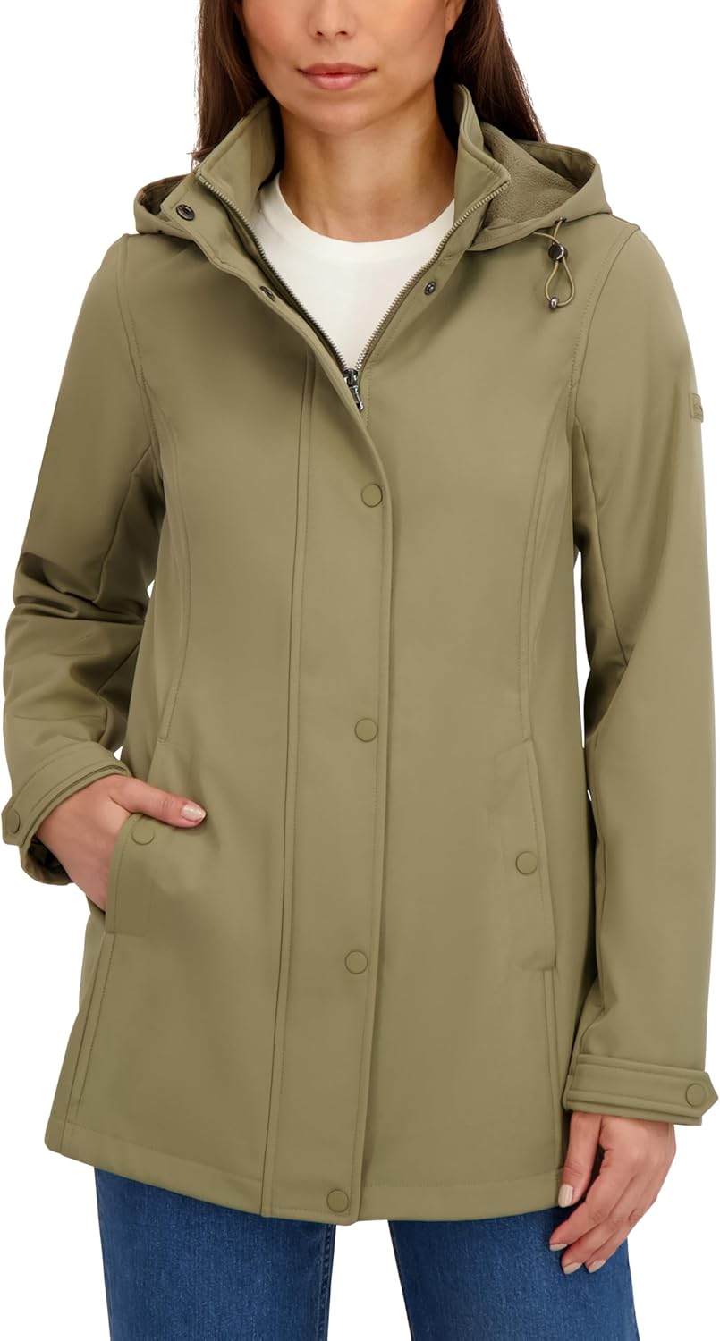 HFX Women's Performance Softshell Jacket – Wind & Water-resistant Fleece Lined Transitional Coat, Hi-low Hem