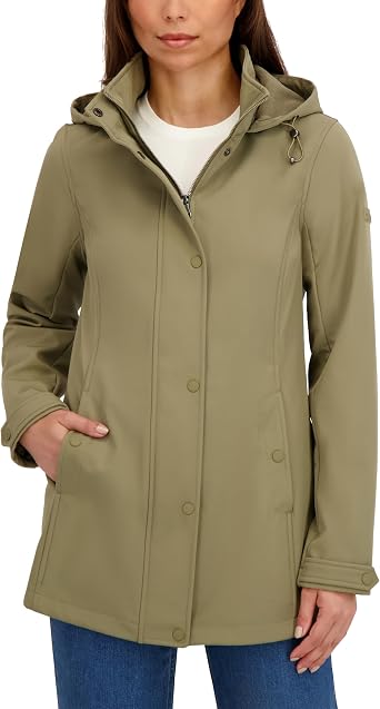 HFX Womens Performance Softshell Jacket Wind & Water-resistant Fleece Lined Transitional Coat, Hi-low Hem