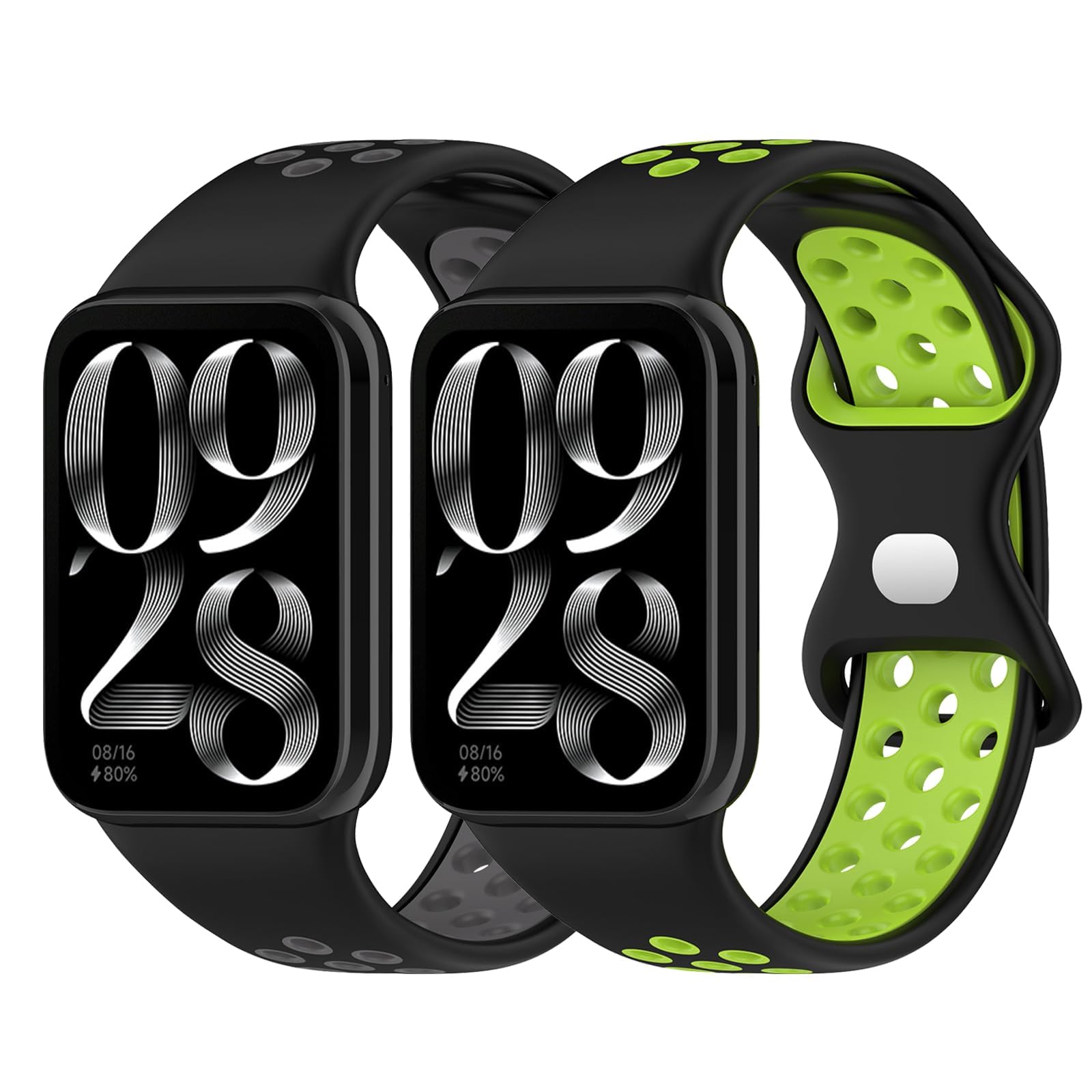 NALACAL Straps for Xiaomi Smart Band 8 Pro Sports Strap Breathable Silicone Replacement Bands for Xiaomi Band 8Pro Wristbands Miband 8 Pro (2 Pieces)