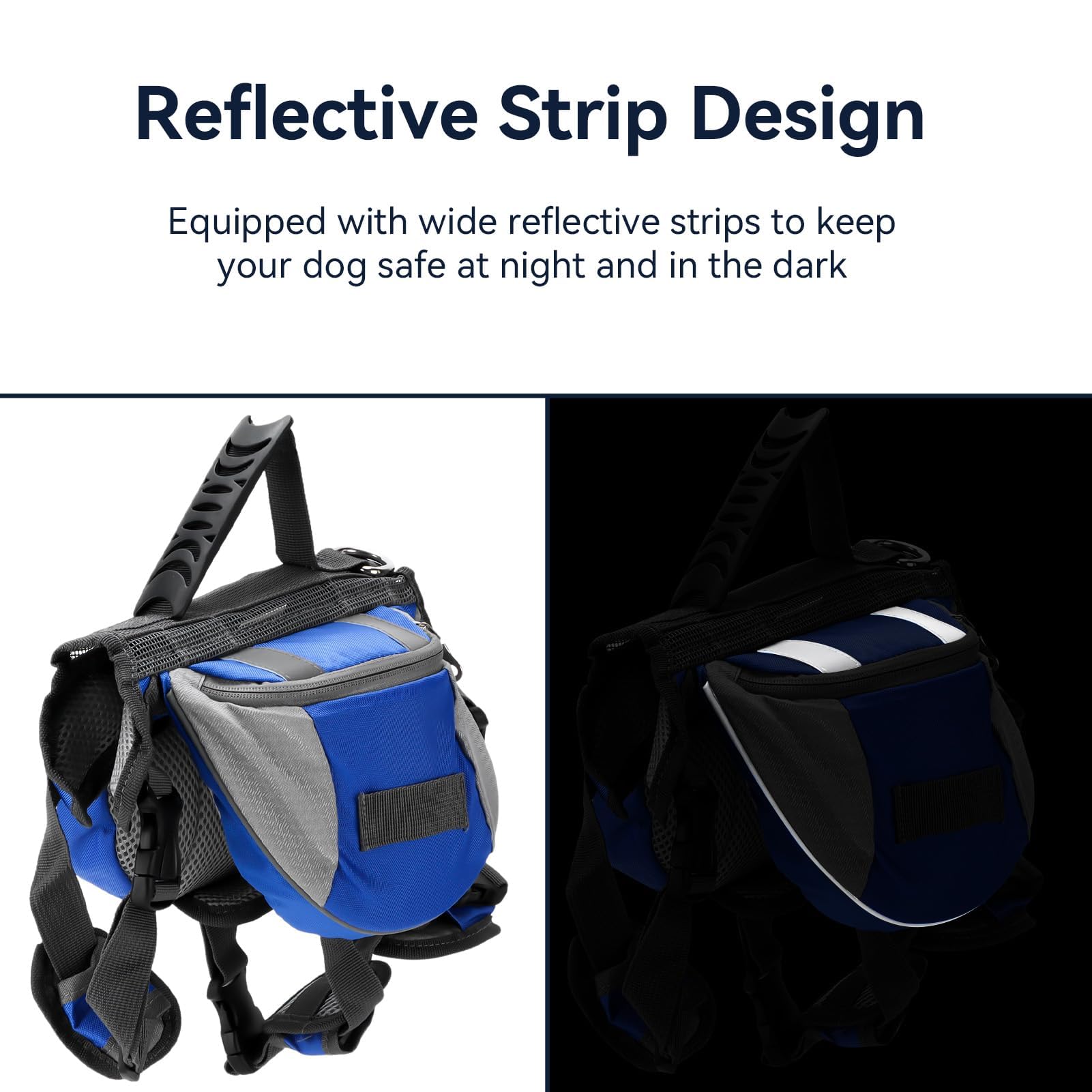 Cyrank Dog Backpack for Medium Dogs Dog Vest Saddlebag Dog Pack Tactical Backpack Harness with Reflective Tape and Side Pockets for Hiking Walking Training Running(M) - Image 3
