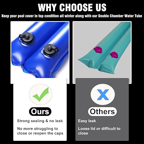 Miniatura 5 de LanPool Bolsas de agua para piscina de doble cámara de 8.5 pies, tubos de agua resistentes  Pesos de cubierta de piscina para cubierta de piscina