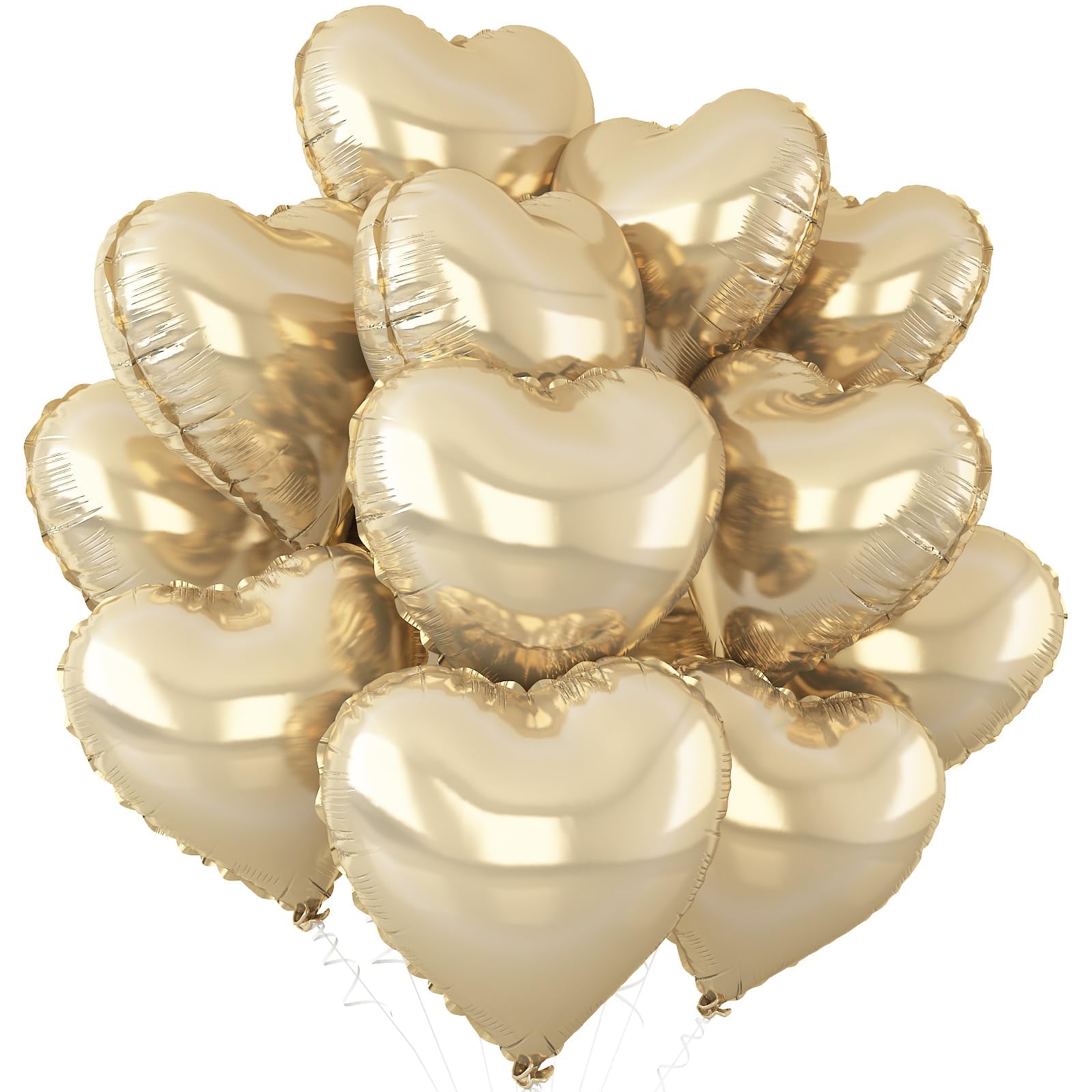 Gold Herz Luftballons,12Stück Hell Gold Herz Geformt Folie Luftballon,18Zoll Champagner Gold Helium Mylar Luftballons für Baby Dusche Geburtstag Jubiläum Hochzeit Party Dekoration