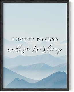 HAUS AND HUES Christian Quotes Wall Art Print - Give It to God and Go to Sleep Sign, Scripture Artwork, Bible Verse Poster, Religious Quote Wall Decor (Unframed, 12x16)