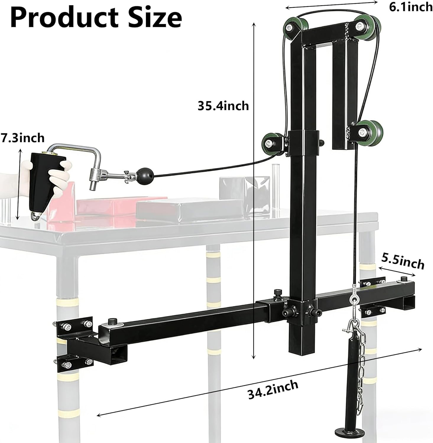 Professional Arm Wrestling Training System with Aluminum Pulleys - Adjustable Cable Forearm & Wrist Strengthener Kit, Includes Loading Pin & Straps for Home Gym or Tabletop Use (T Bar)