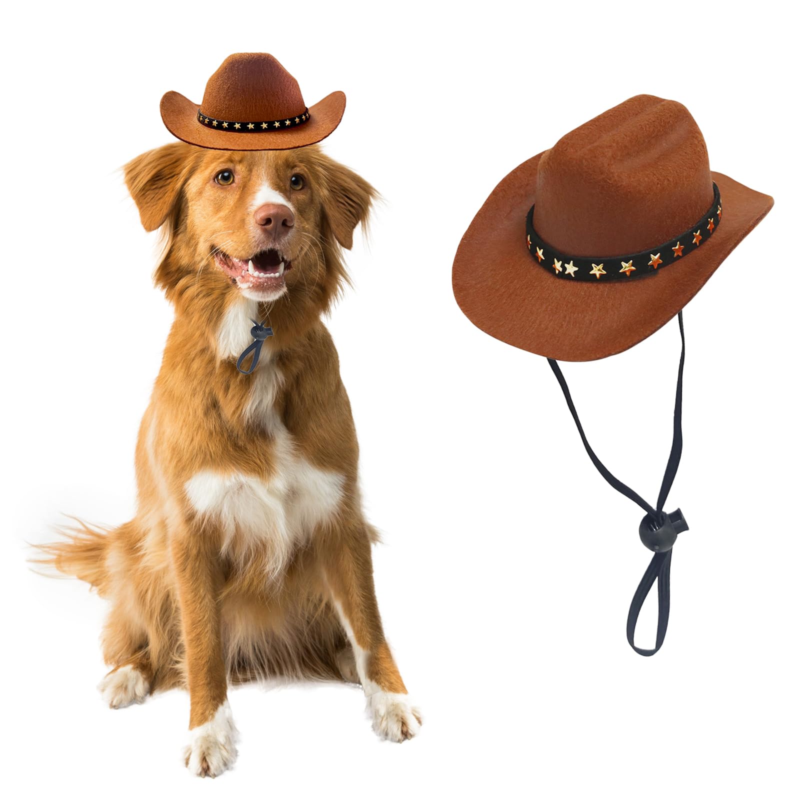 AWOCAN Dog Cowboy Hat Cat Cowboy Hat Pet Cowboy Costume Mini Cowboy Hat for Dogs Cat Holiday Halloween Pet Party Decoration (Brown