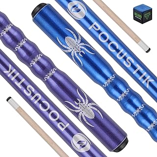Pool Cues Set of 2, Perfect Pair of 58" 2-Piece Canadian Maple Billiard Sticks with Ergonomic Grip, 13mm Tip & Chalk, Home Bar Pool Stick in 2 Colors for Adults