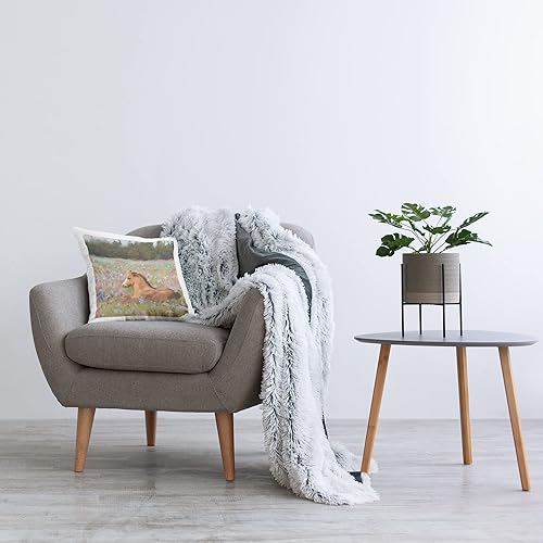 Miniatura 2 de Stupell Industries Nina - Almohada relajante con diseño de prado de flores silvestres y caballos, 18 x 18 pulgadas, multicolor