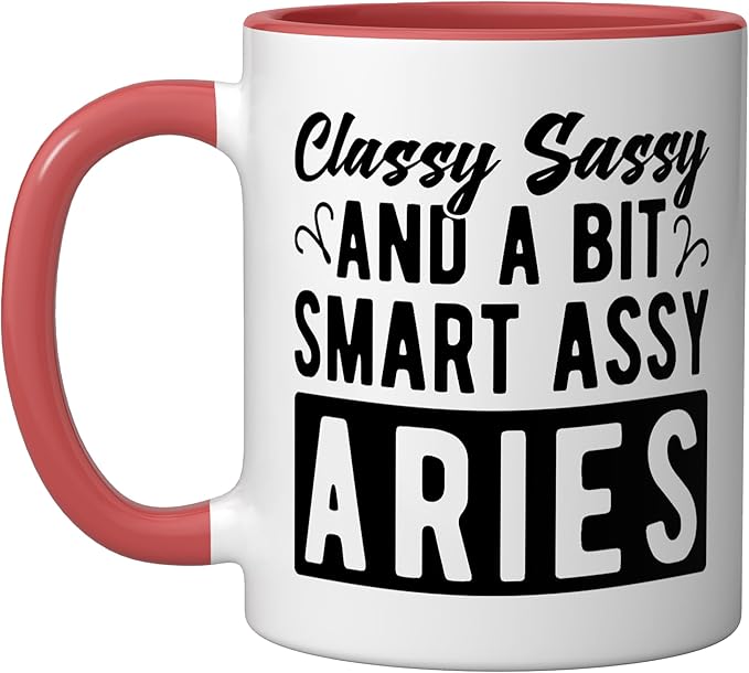 Aries Classy Sassy Horoscope Astrology Zodiac Sign Ceramic Mug, Red/White