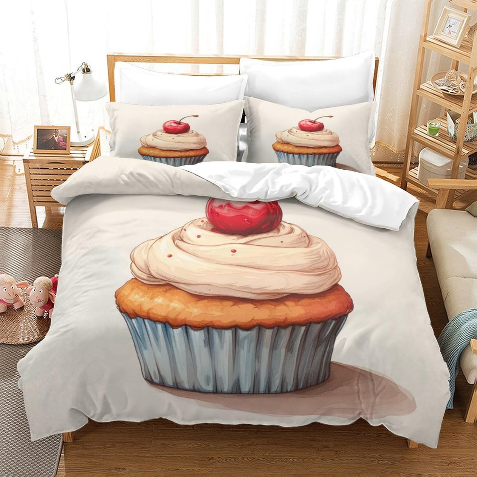 Housse de couette 3D gâteau de qualité premium en microfibre douce Super King